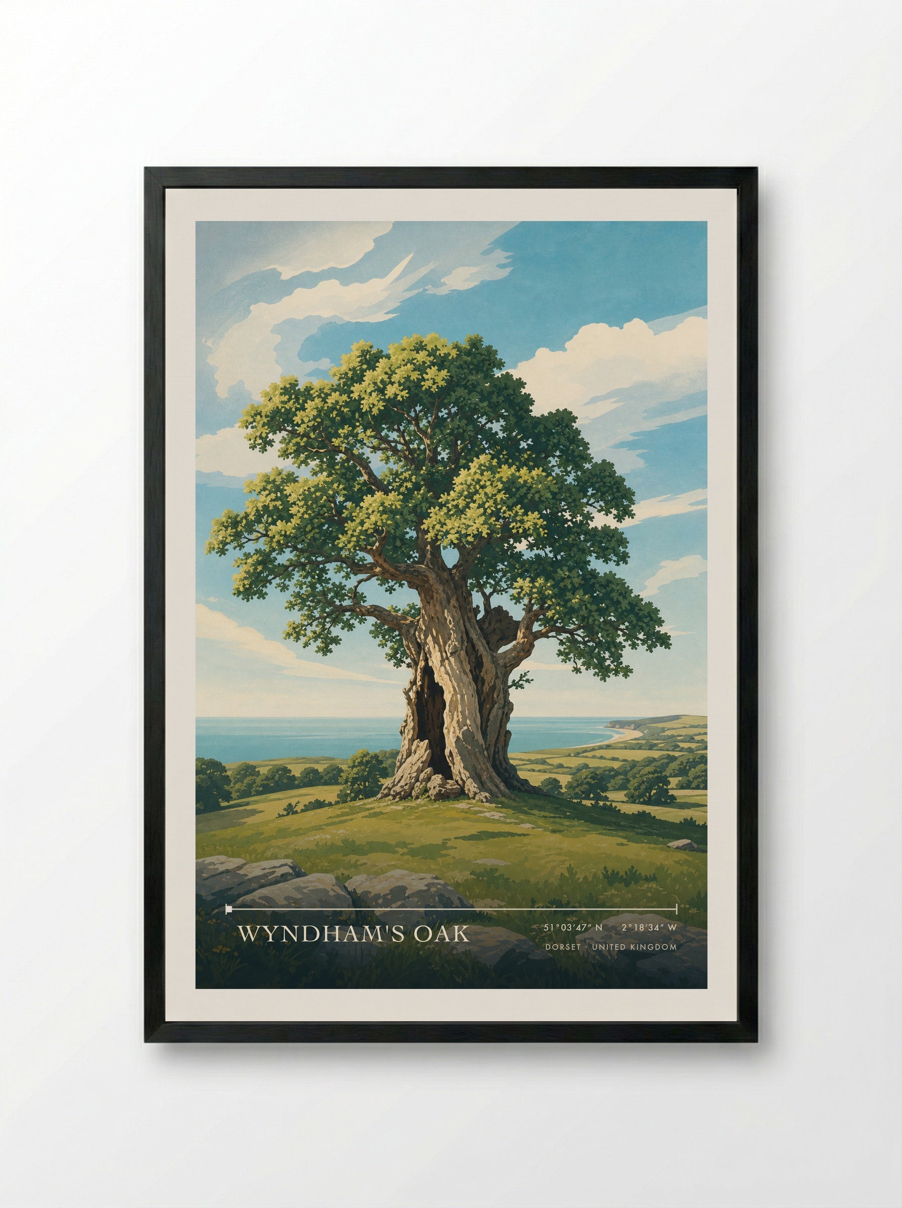 Wyndham's Oak Dorset United Kingdom Travel Poster - Framed Print Black