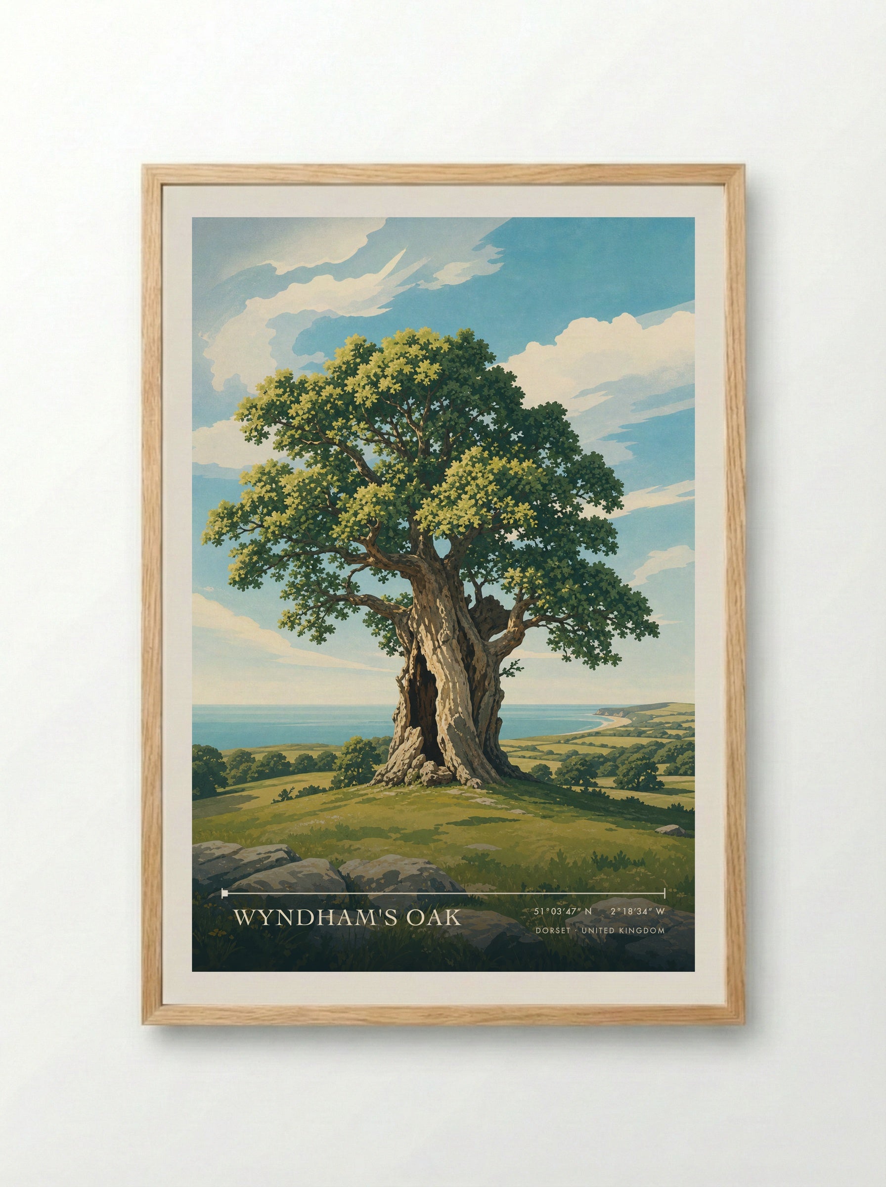 Wyndham's Oak Dorset United Kingdom Travel Poster - Framed Print Wood