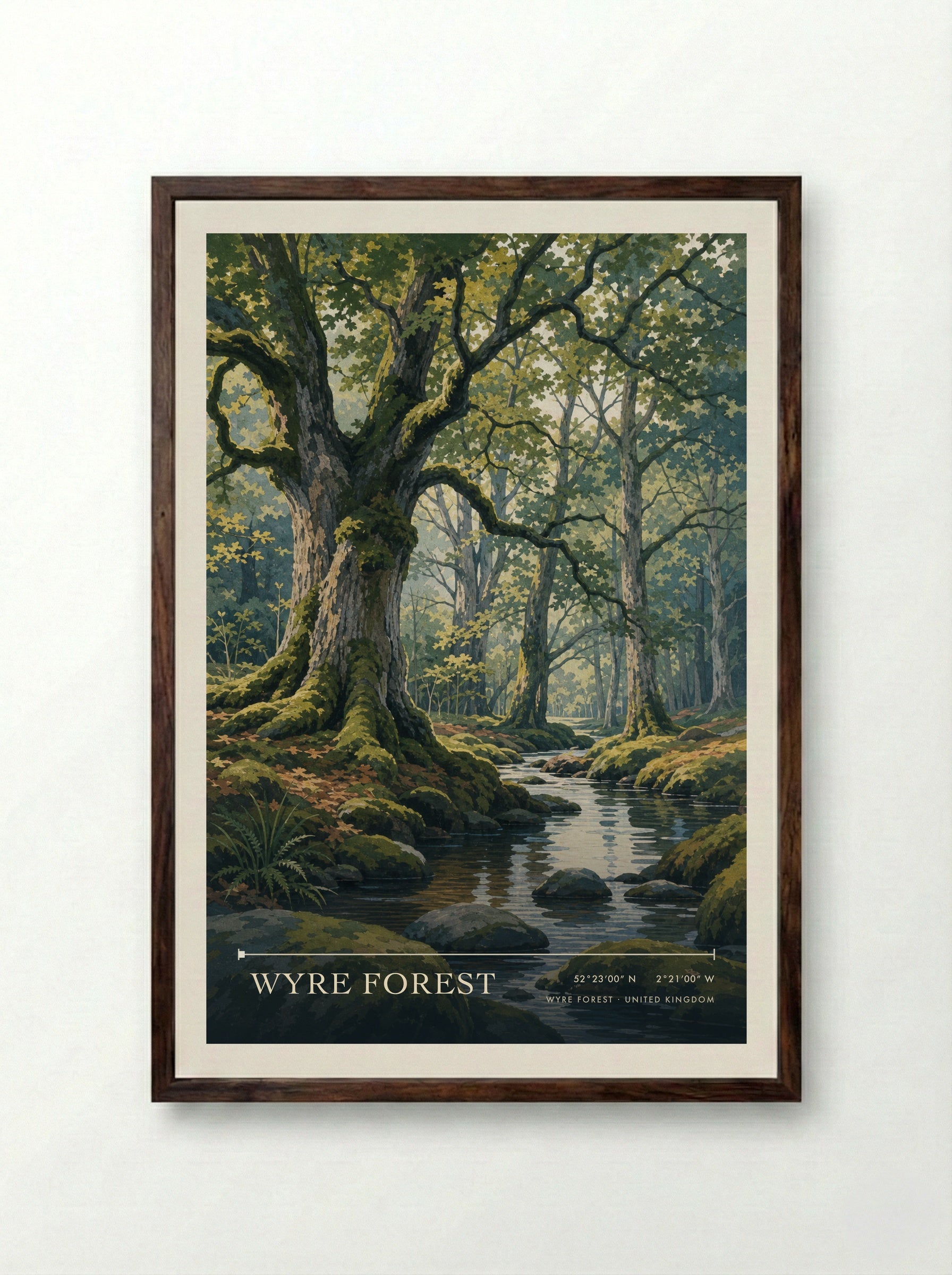 Wyre Forest United Kingdom Travel Poster - Framed Print Dark Wood