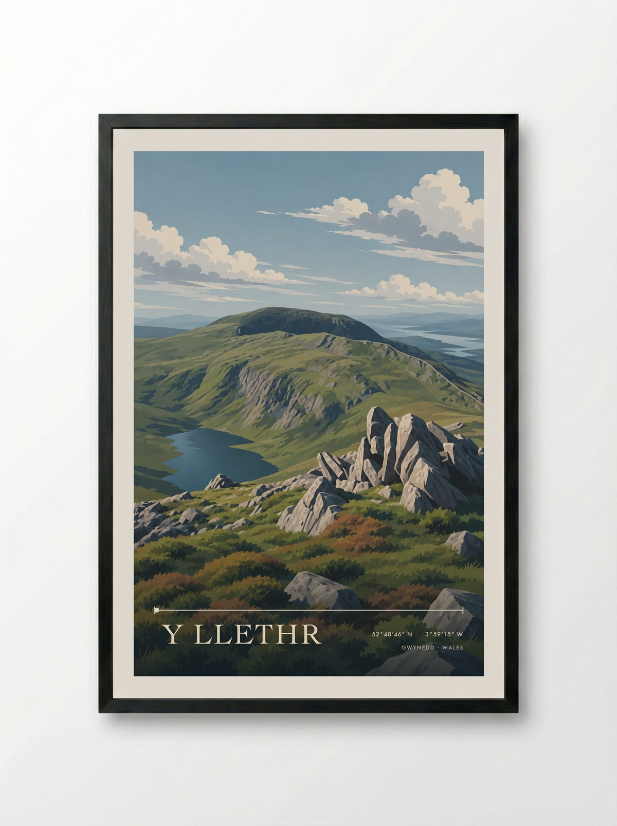 Y Llethr, Gwynedd | Travel Poster - Framed Print Black