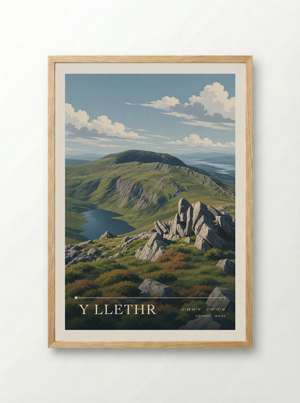 Y Llethr, Gwynedd | Travel Poster - Framed Print Wood