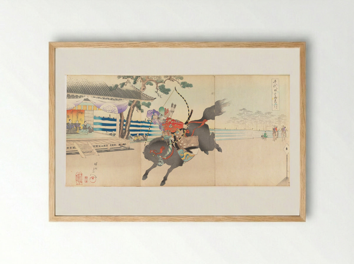 Yabusame (Mounted Archery) - Hashimoto Chikanobu - Framed Print Wood