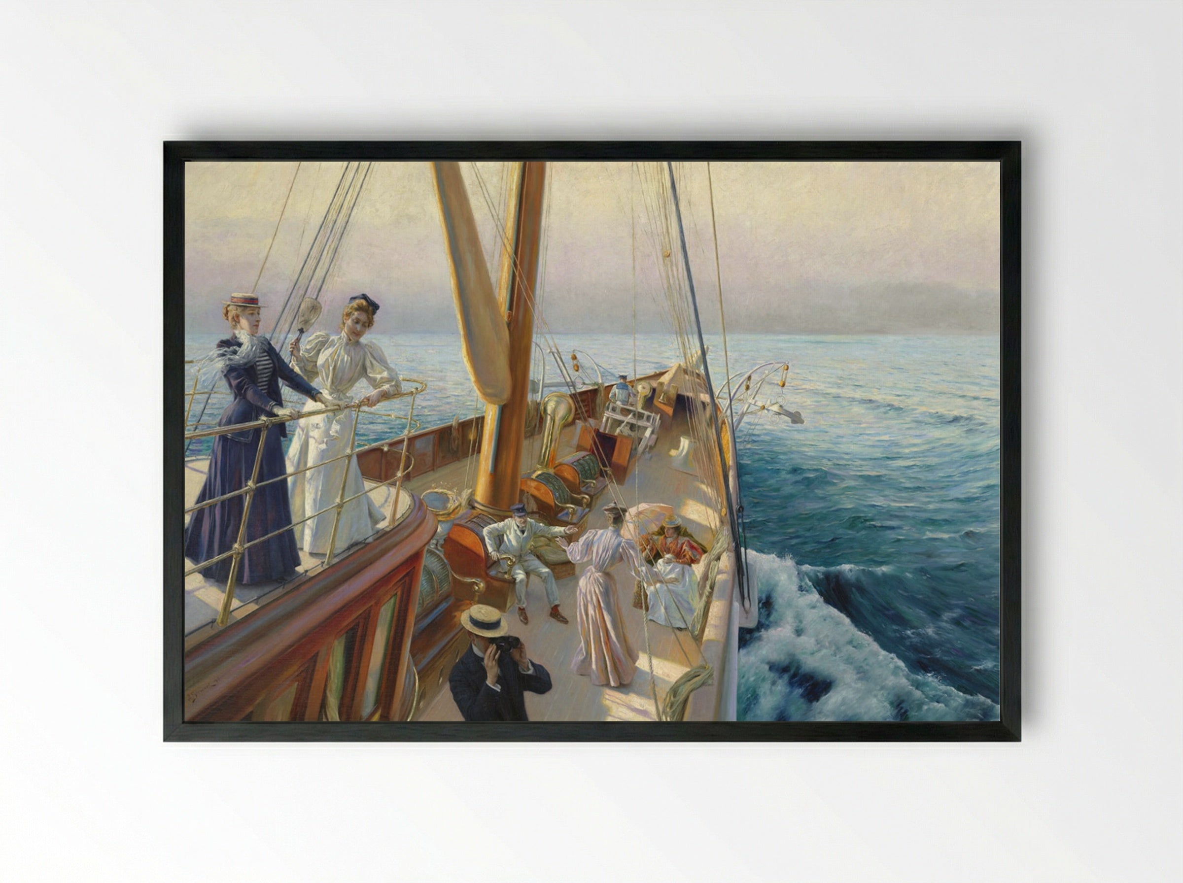 Yachting in the Mediterranean - Julius LeBlanc Stewart - Framed Print Black