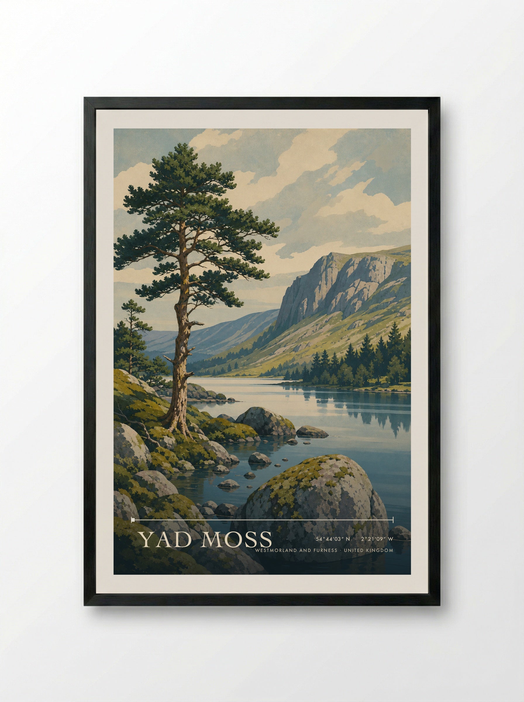 Yad Moss Westmorland and Furness United Kingdom Travel Poster - Framed Print Black