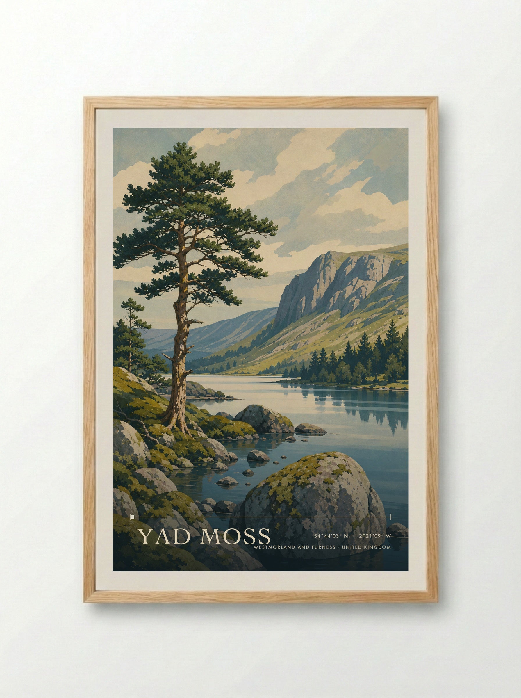 Yad Moss Westmorland and Furness United Kingdom Travel Poster - Framed Print Wood