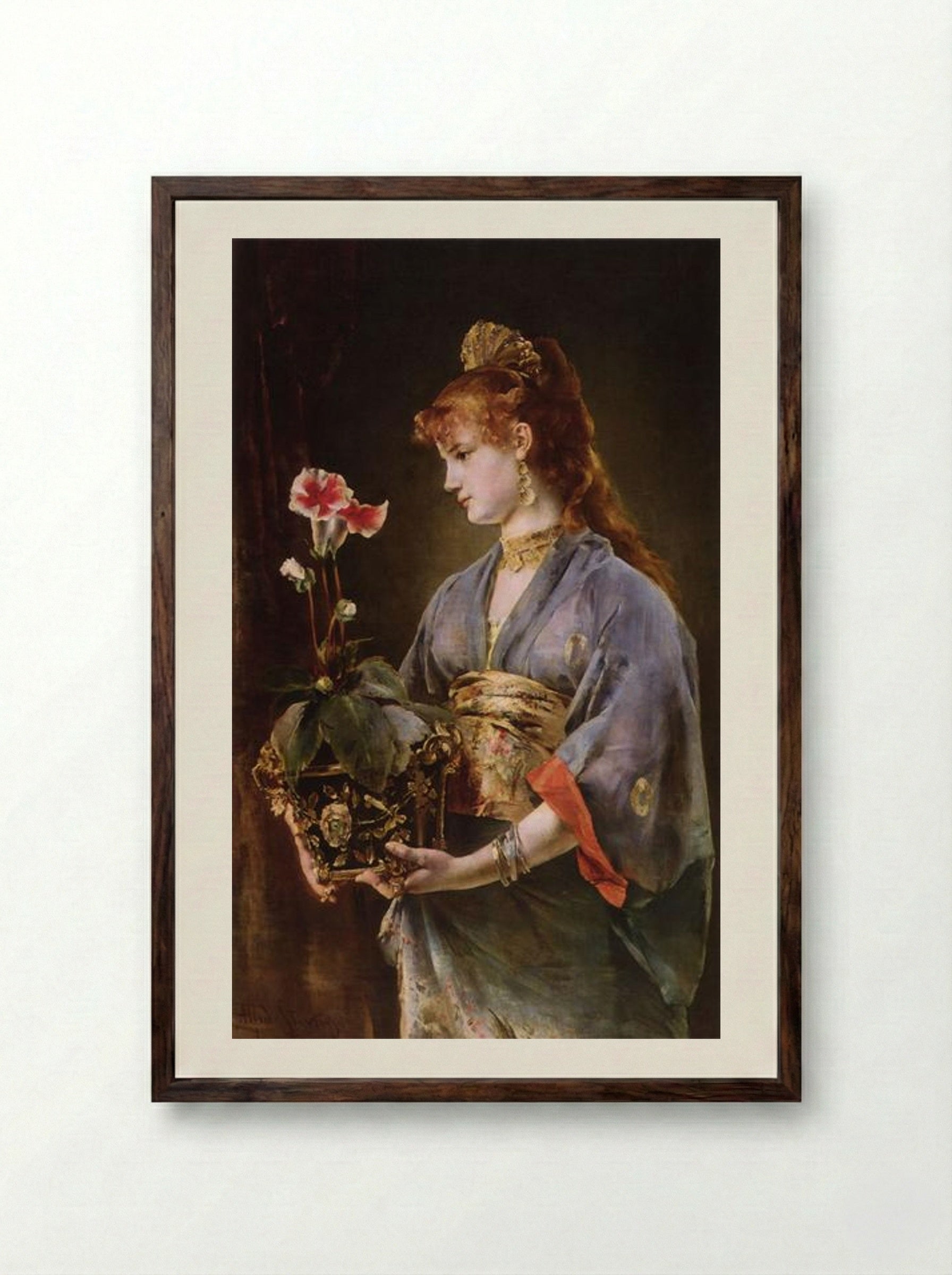 Yamatori - Alfred Stevens - Framed Print Dark Wood