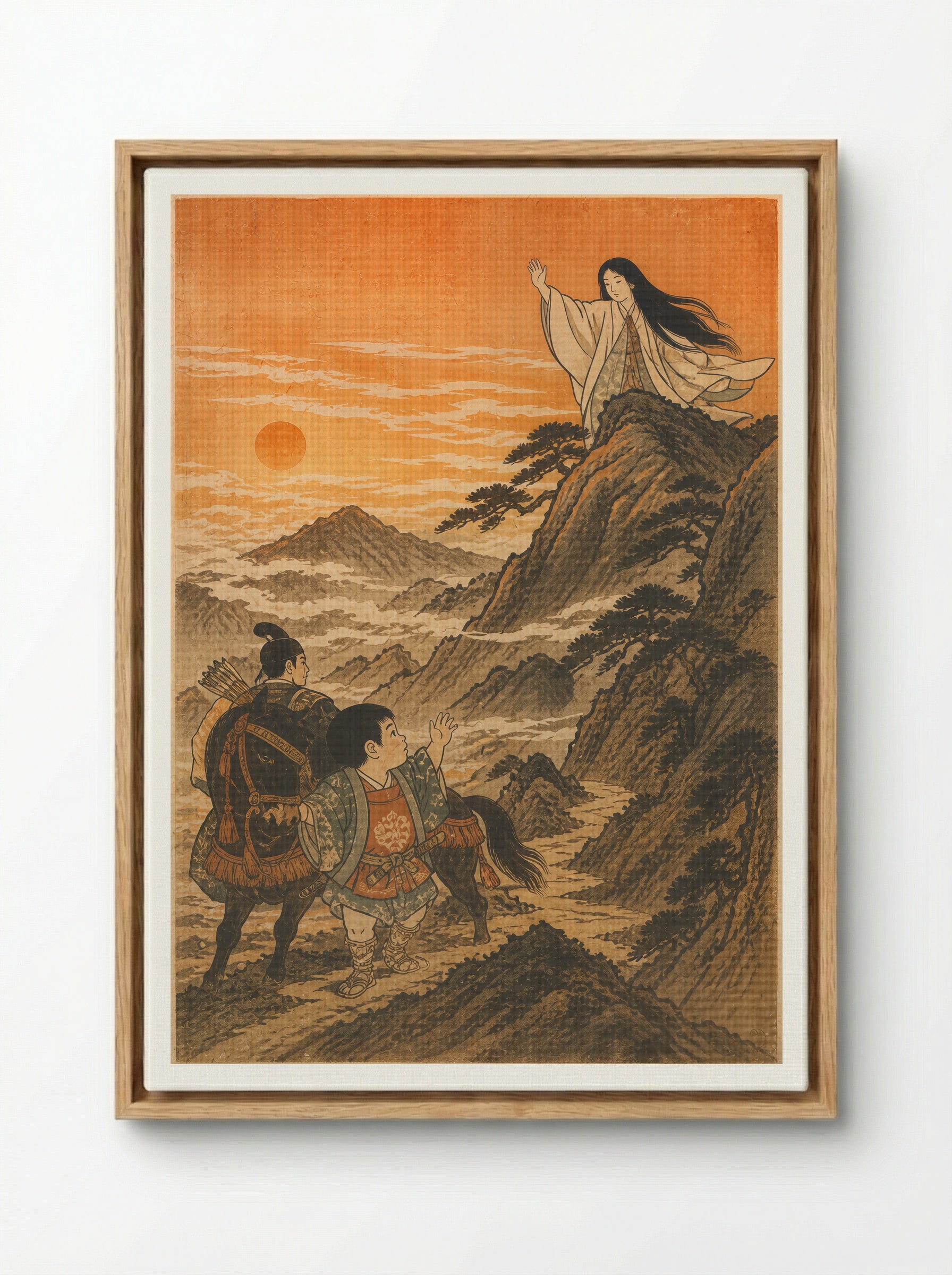 Yamauba and Kintaro: The Ashigara Road - Framed Canvas Wood