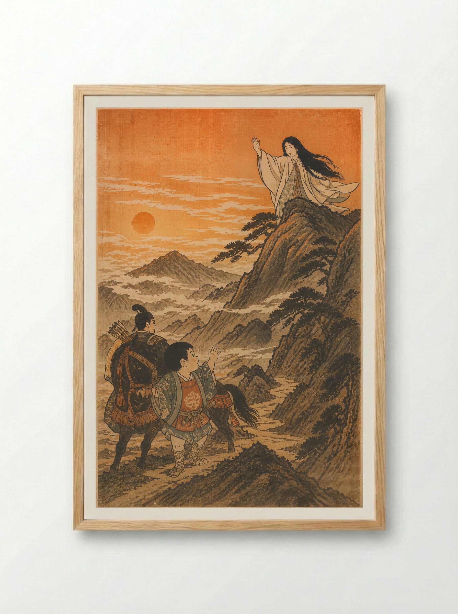 Yamauba and Kintaro: The Ashigara Road - Framed Print Wood