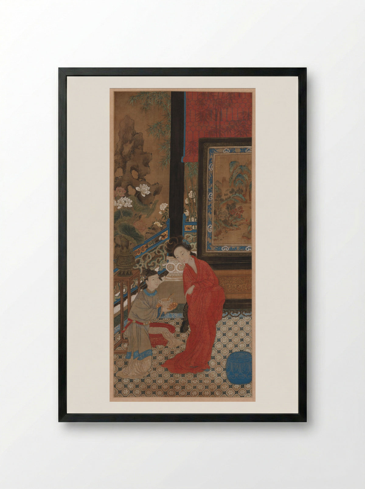Yang Guifei Leaving the Bath - Gu Jianlong - Framed Print Black