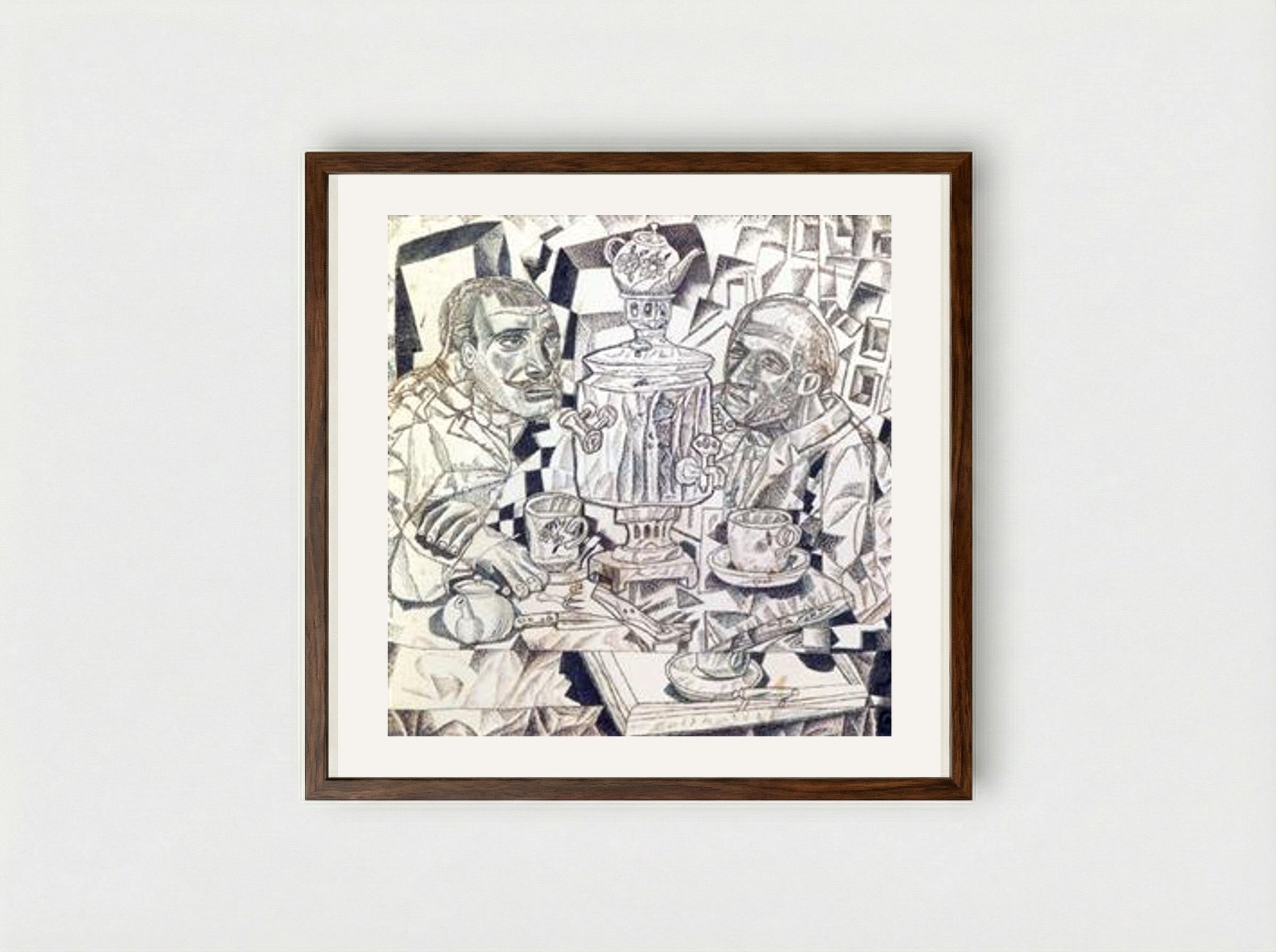 Yard Keepers (Dvorniki) - Pavel Filonov - Framed Print Dark Wood