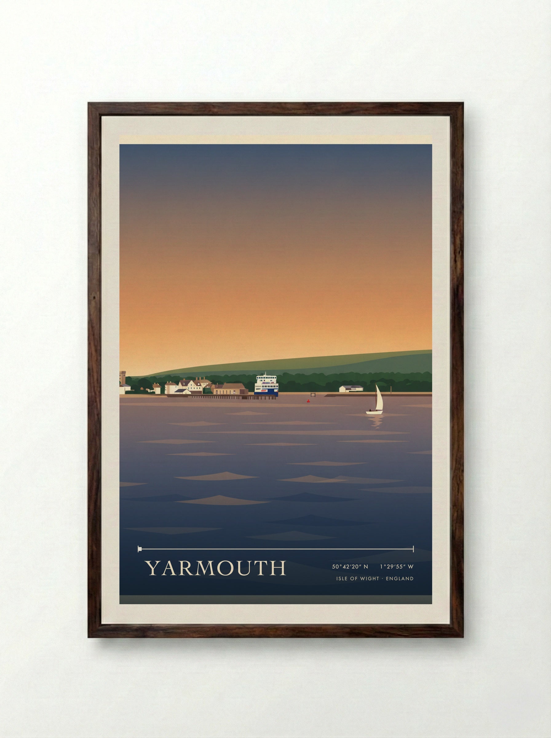 Yarmouth Isle of Wight England Travel Poster - Framed Print Dark Wood
