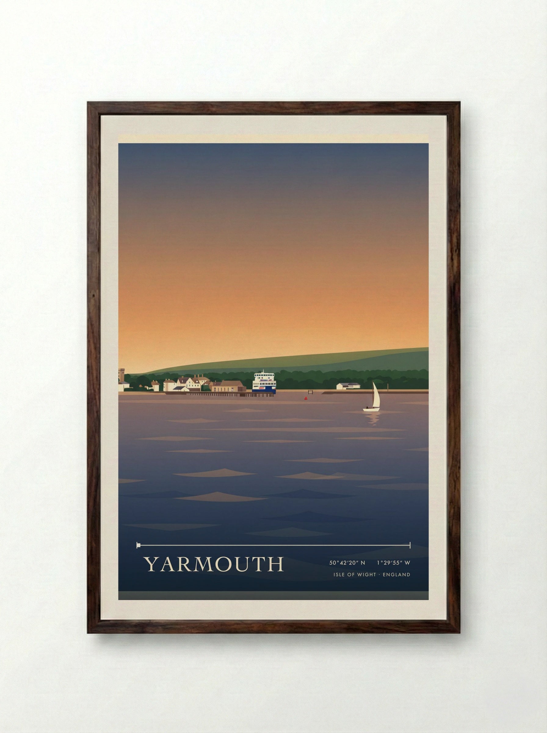 Yarmouth Isle of Wight England Travel Poster - Framed Print Dark Wood