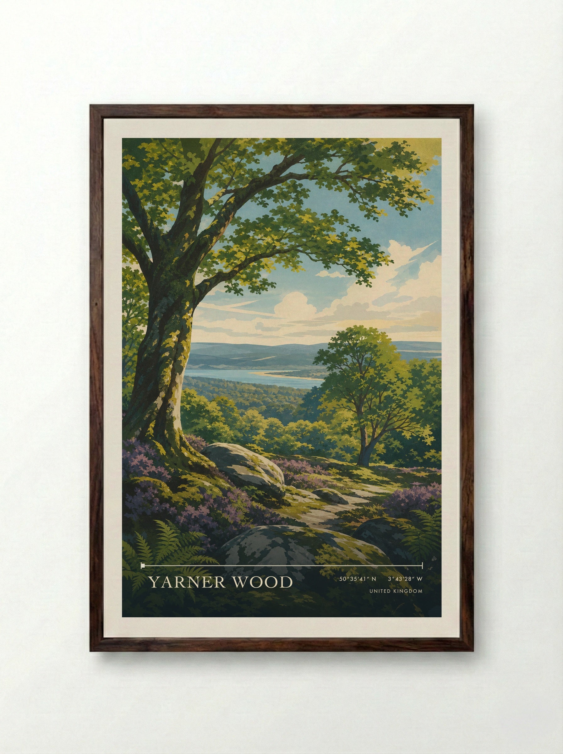 Yarner Wood United Kingdom Travel Poster - Framed Print Dark Wood