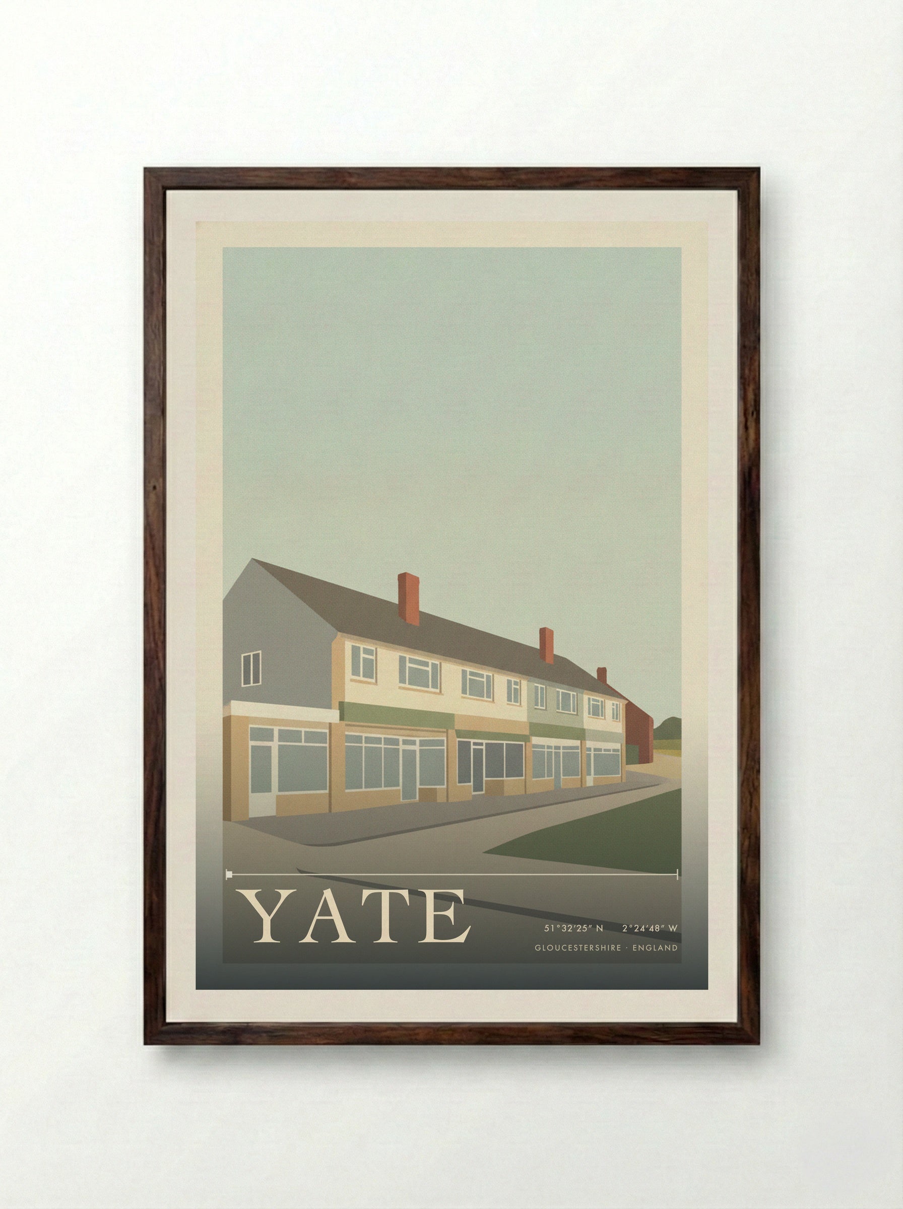 Yate Gloucestershire England Travel Poster - Framed Print Dark Wood