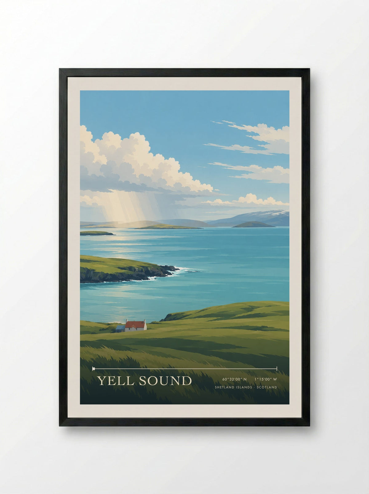 Yell Sound, Shetland Islands | Travel Poster - Framed Print Black