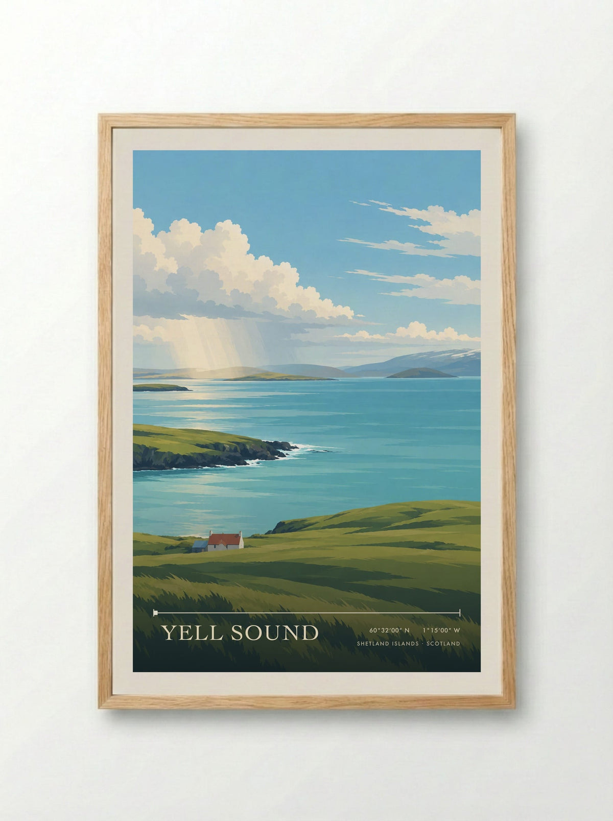 Yell Sound, Shetland Islands | Travel Poster - Framed Print Wood