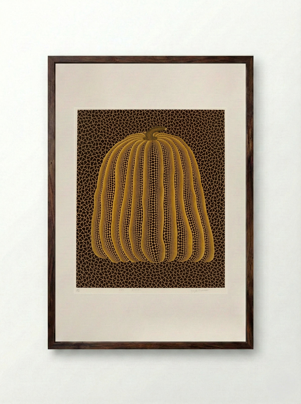 Yellow Pumpkin - Yayoi Kusama - Framed Print Dark Wood