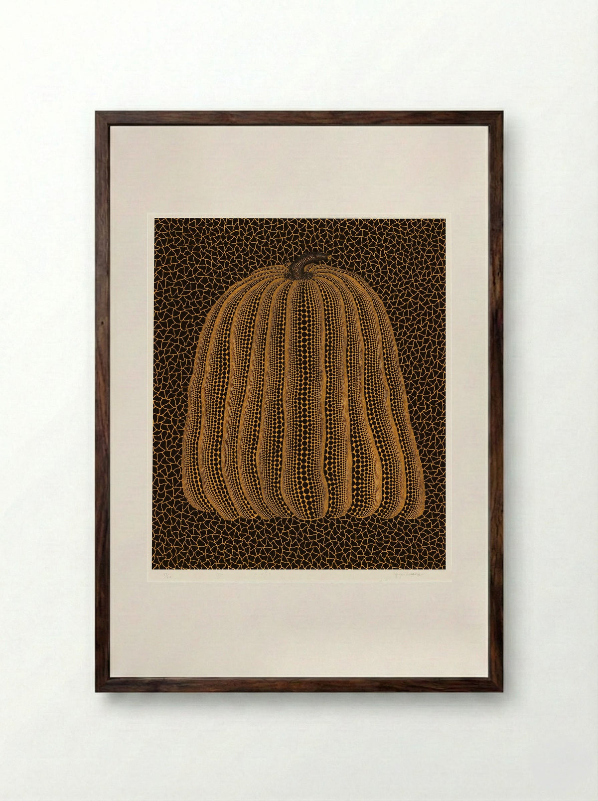 Yellow Pumpkin - Yayoi Kusama - Framed Print Dark Wood