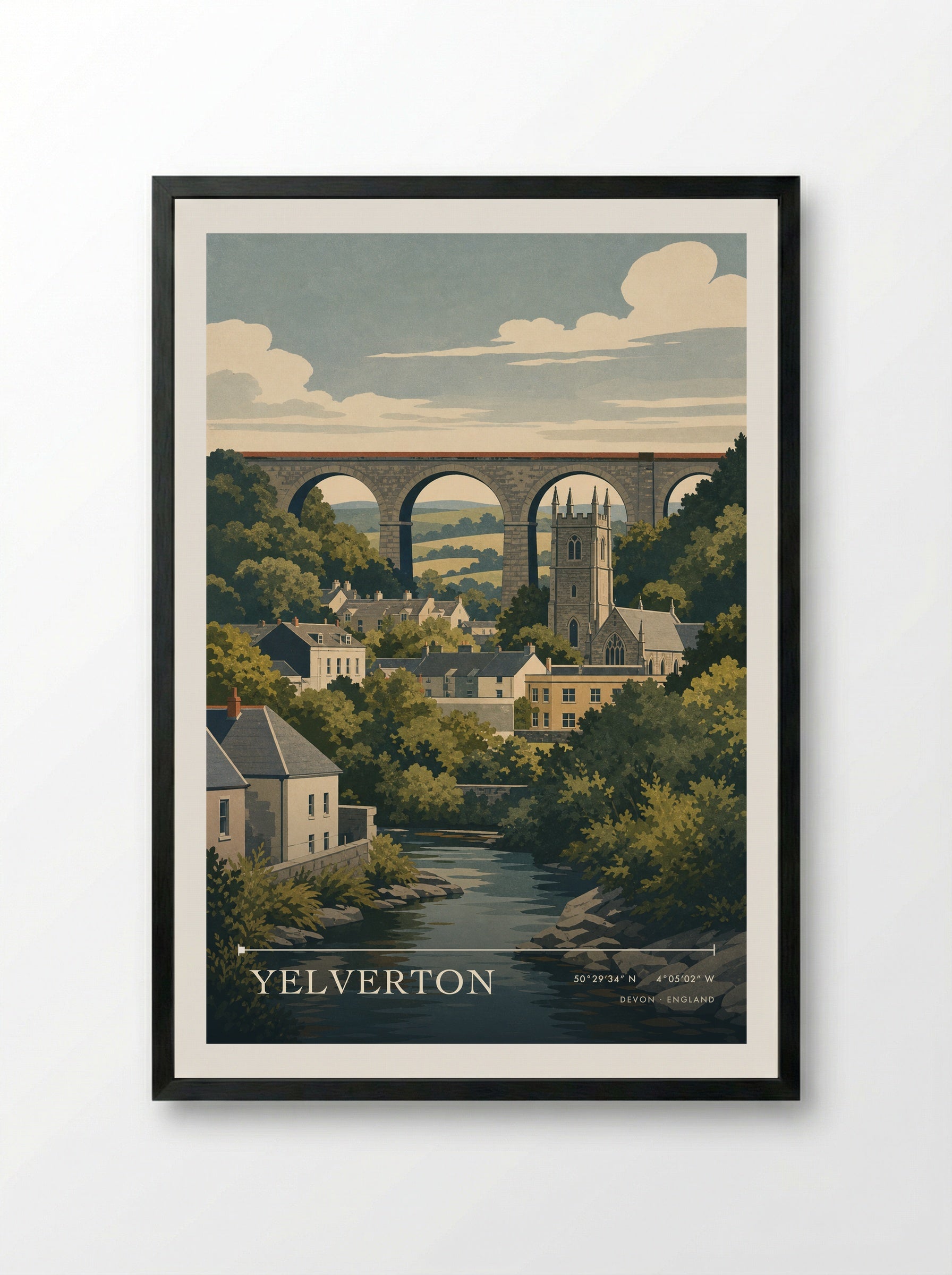 Yelverton Devon England Travel Poster - Framed Print Black