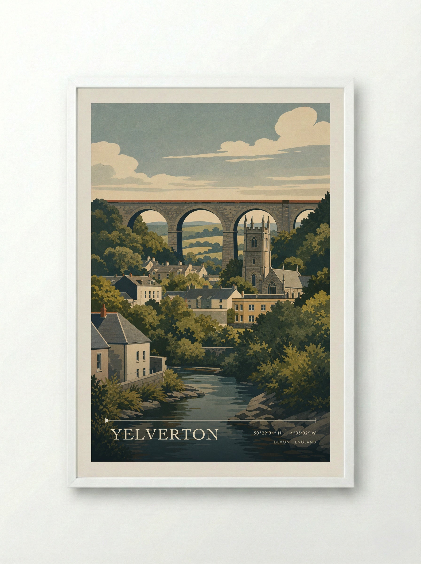 Yelverton Devon England Travel Poster - Framed Print White