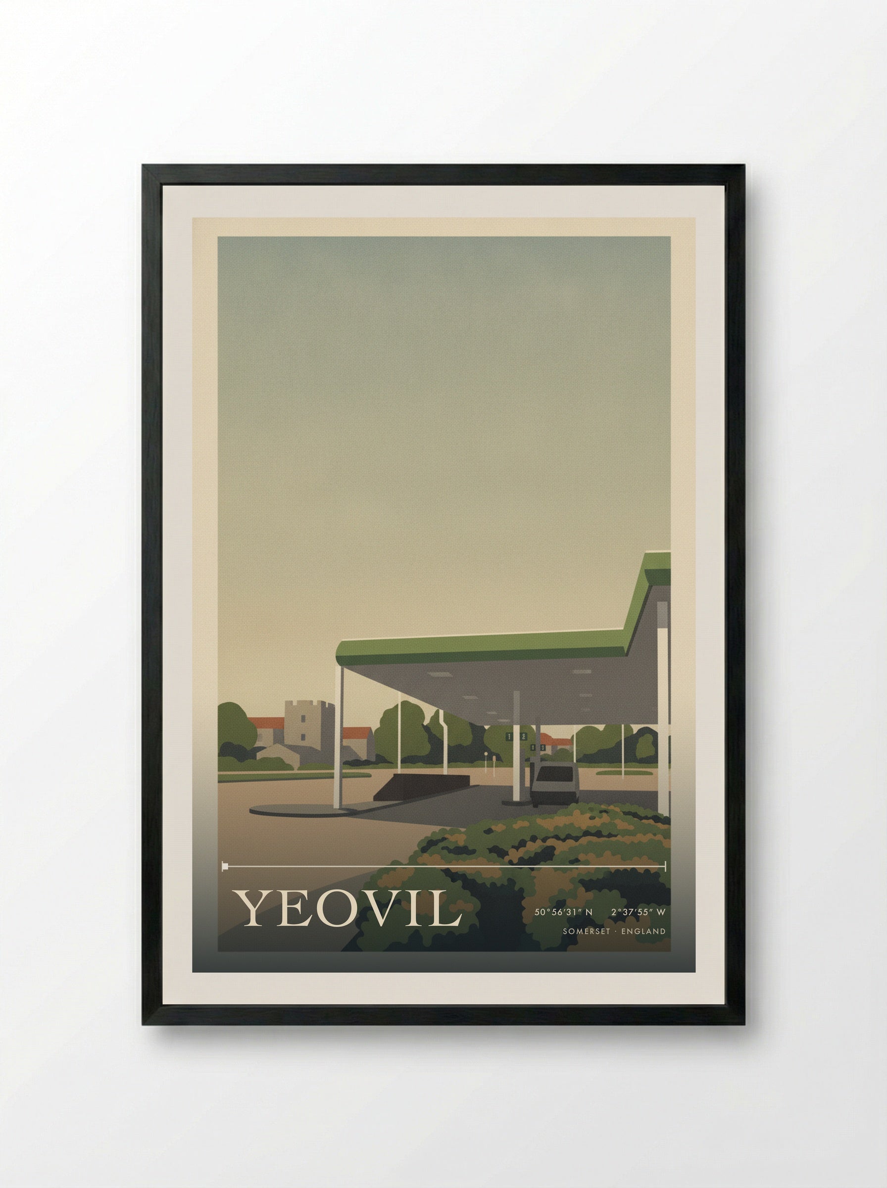 Yeovil Somerset England Travel Poster - Framed Print Black