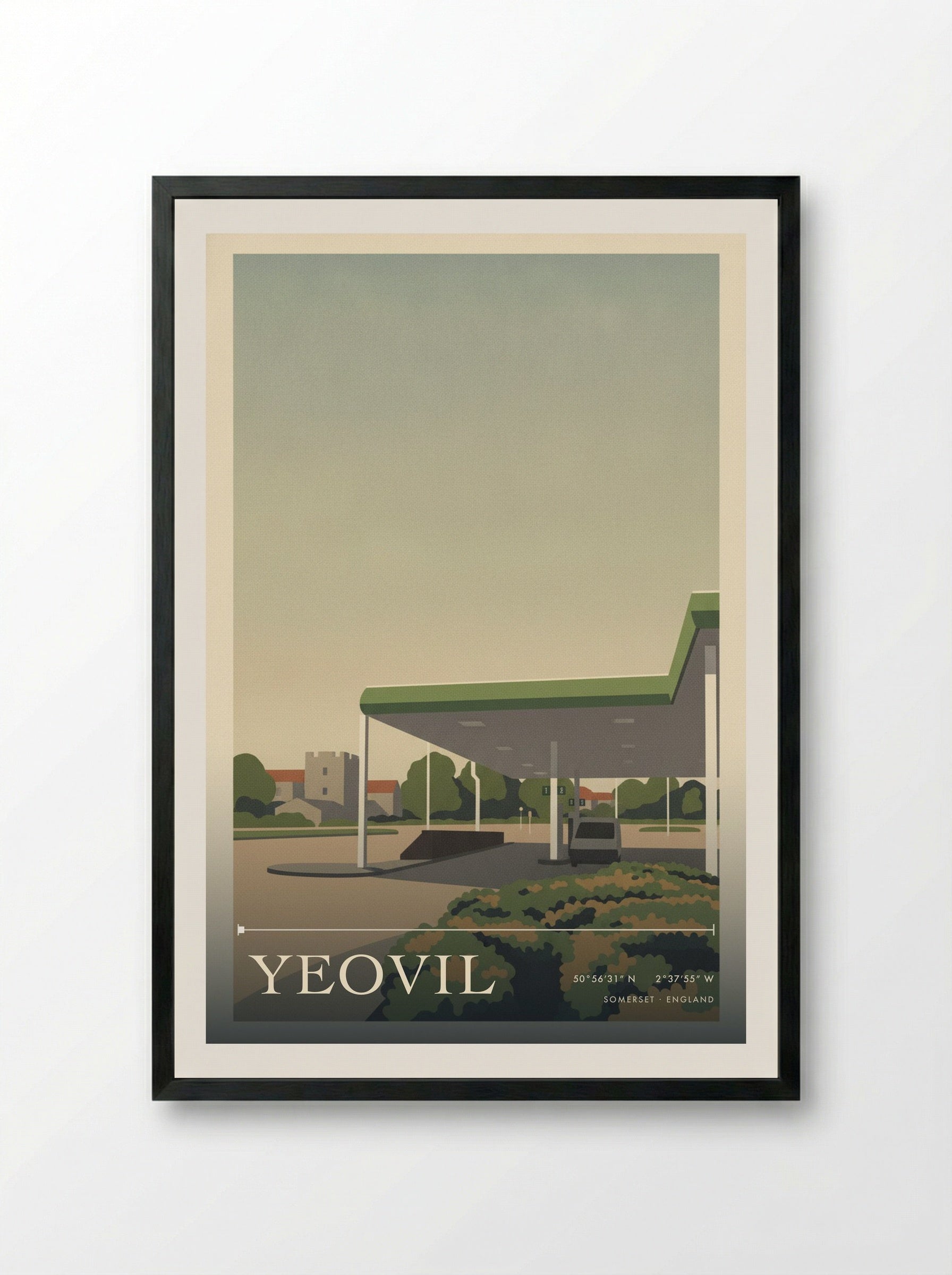 Yeovil Somerset England Travel Poster - Framed Print Black