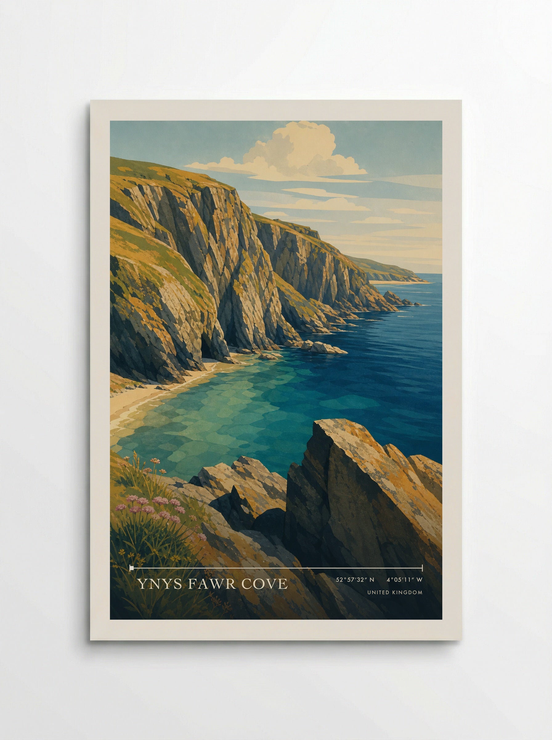 Ynys Fawr Cove United Kingdom Travel Poster - Poster