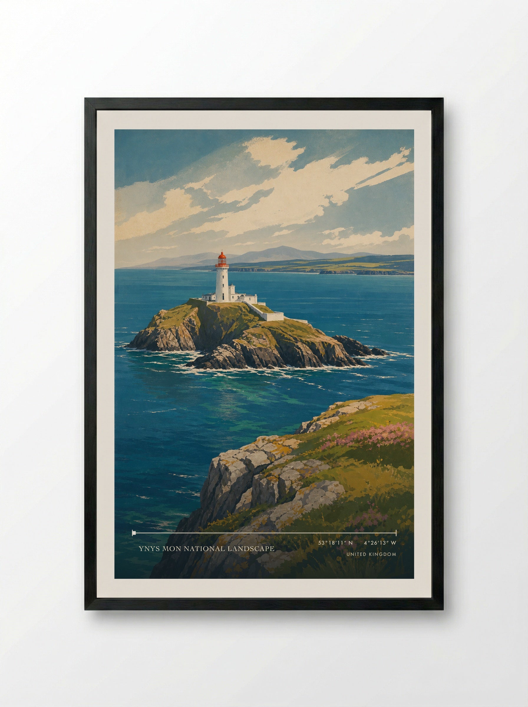 Ynys Mon National Landscape United Kingdom Travel Poster - Framed Print Black