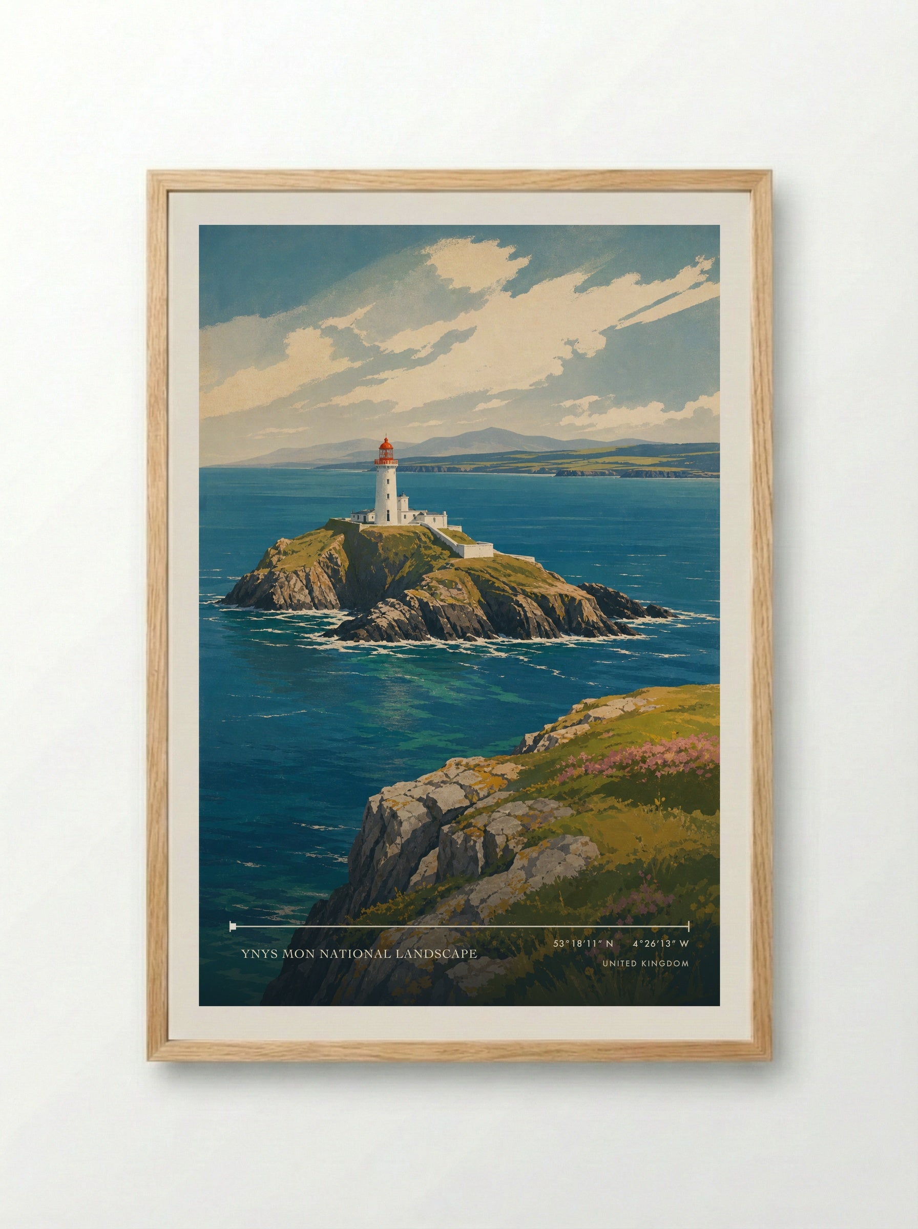 Ynys Mon National Landscape United Kingdom Travel Poster - Framed Print Wood