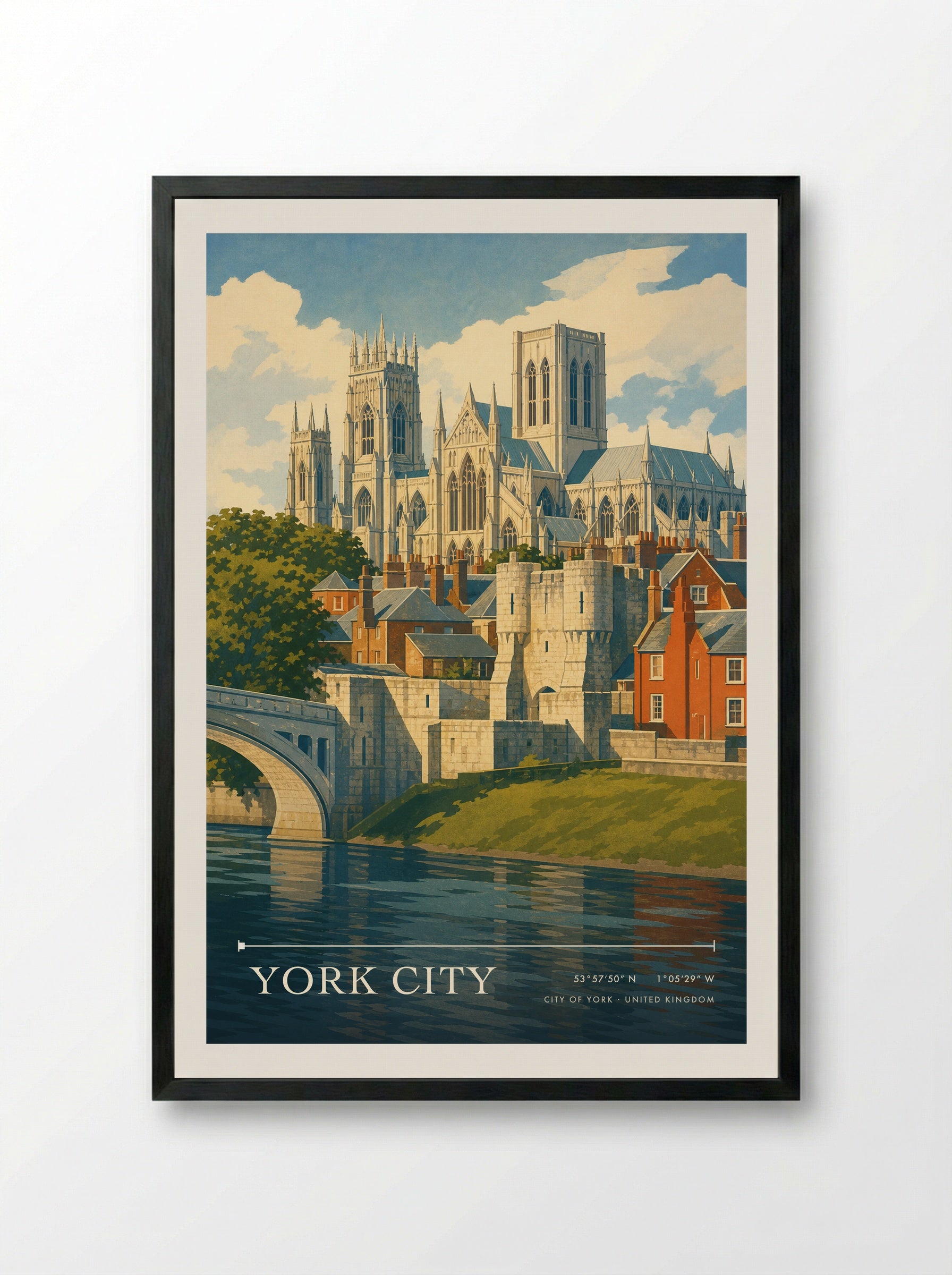 York City City of York United Kingdom Travel Poster - Framed Print Black