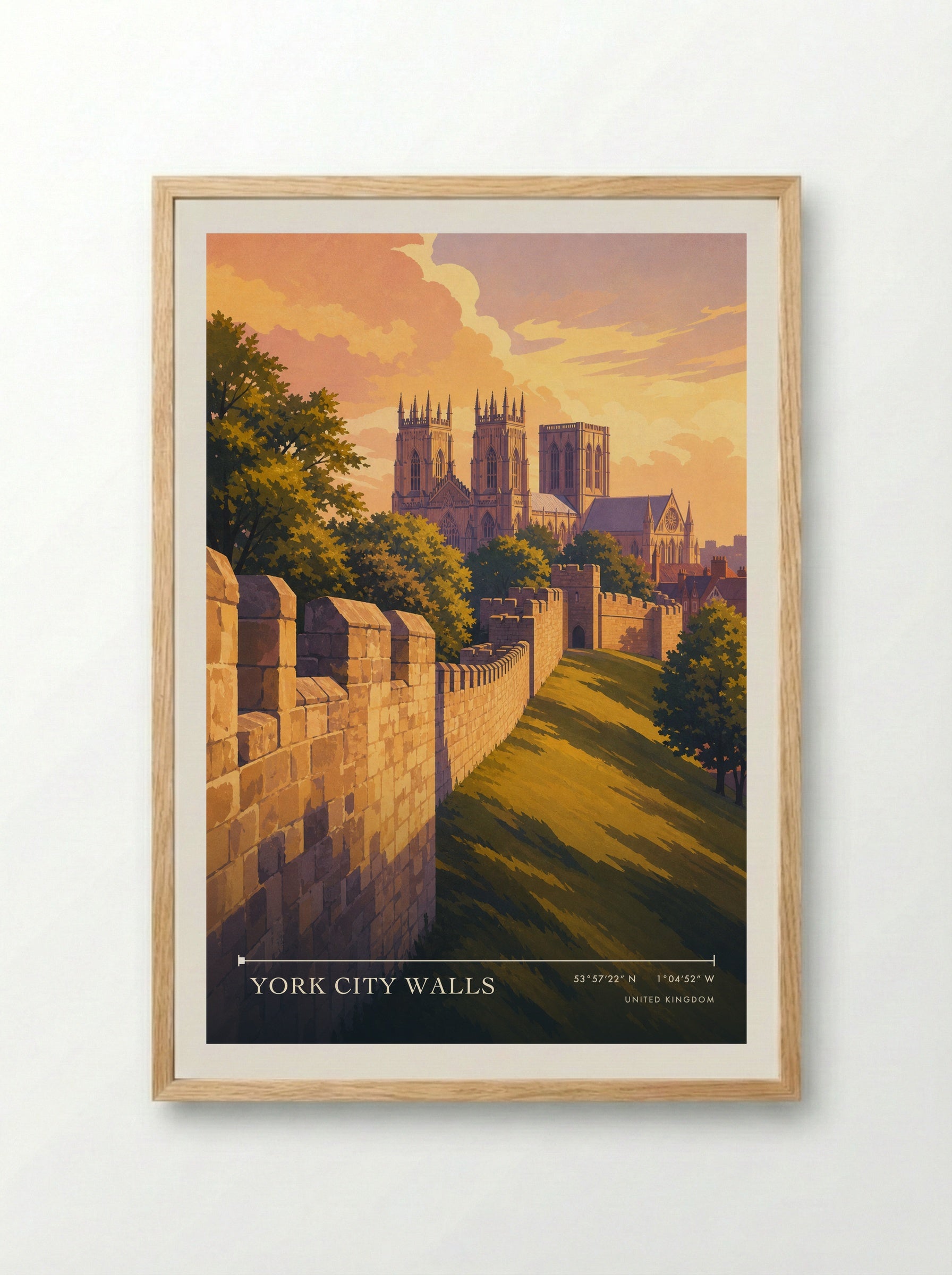 York City Walls United Kingdom Travel Poster - Framed Print Wood