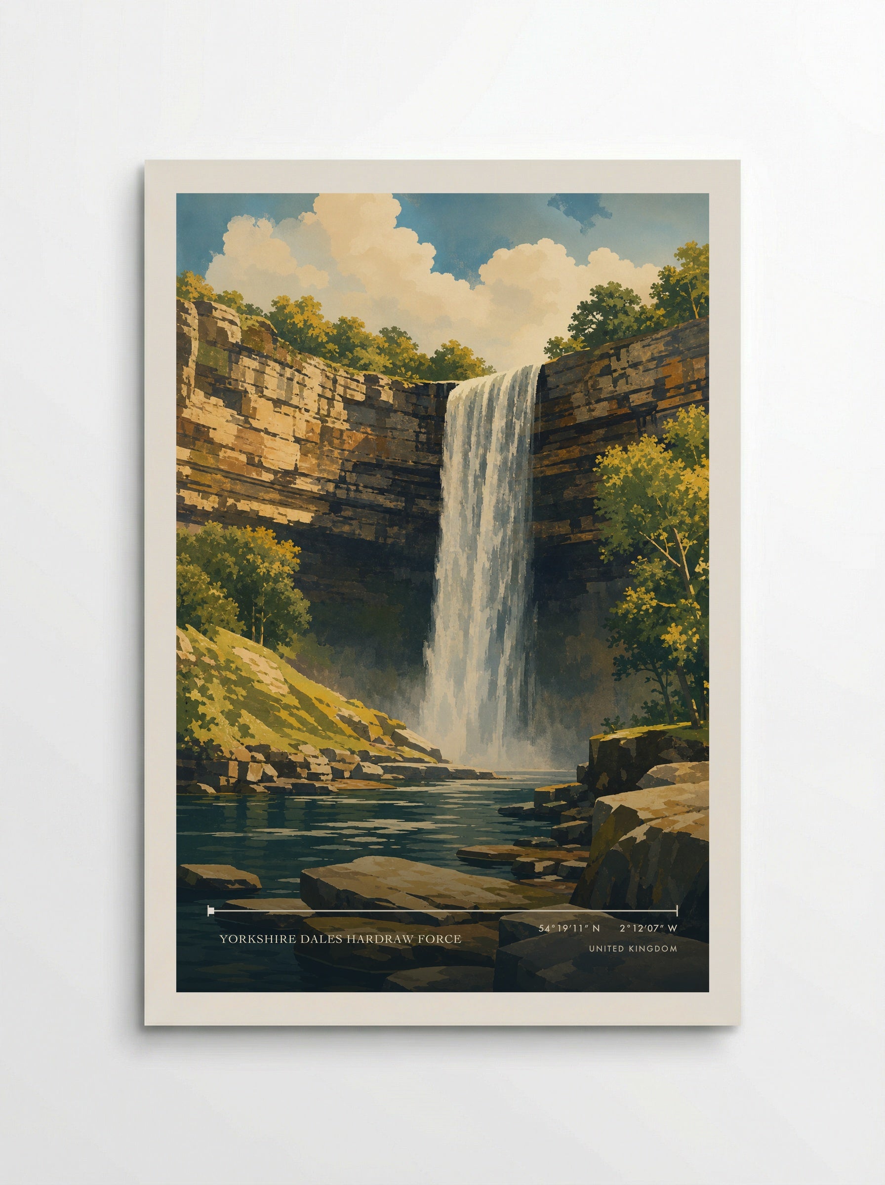 Yorkshire Dales Hardraw Force United Kingdom Travel Poster - Poster