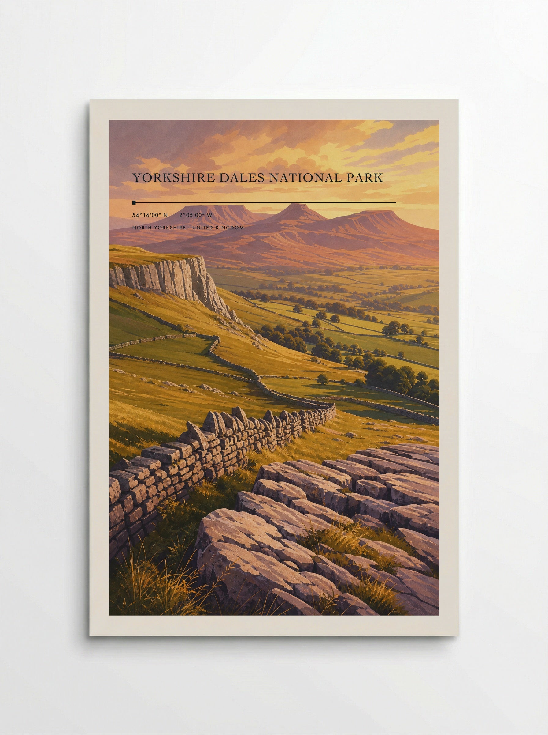 Yorkshire Dales National Park North Yorkshire United Kingdom Travel Poster - Poster
