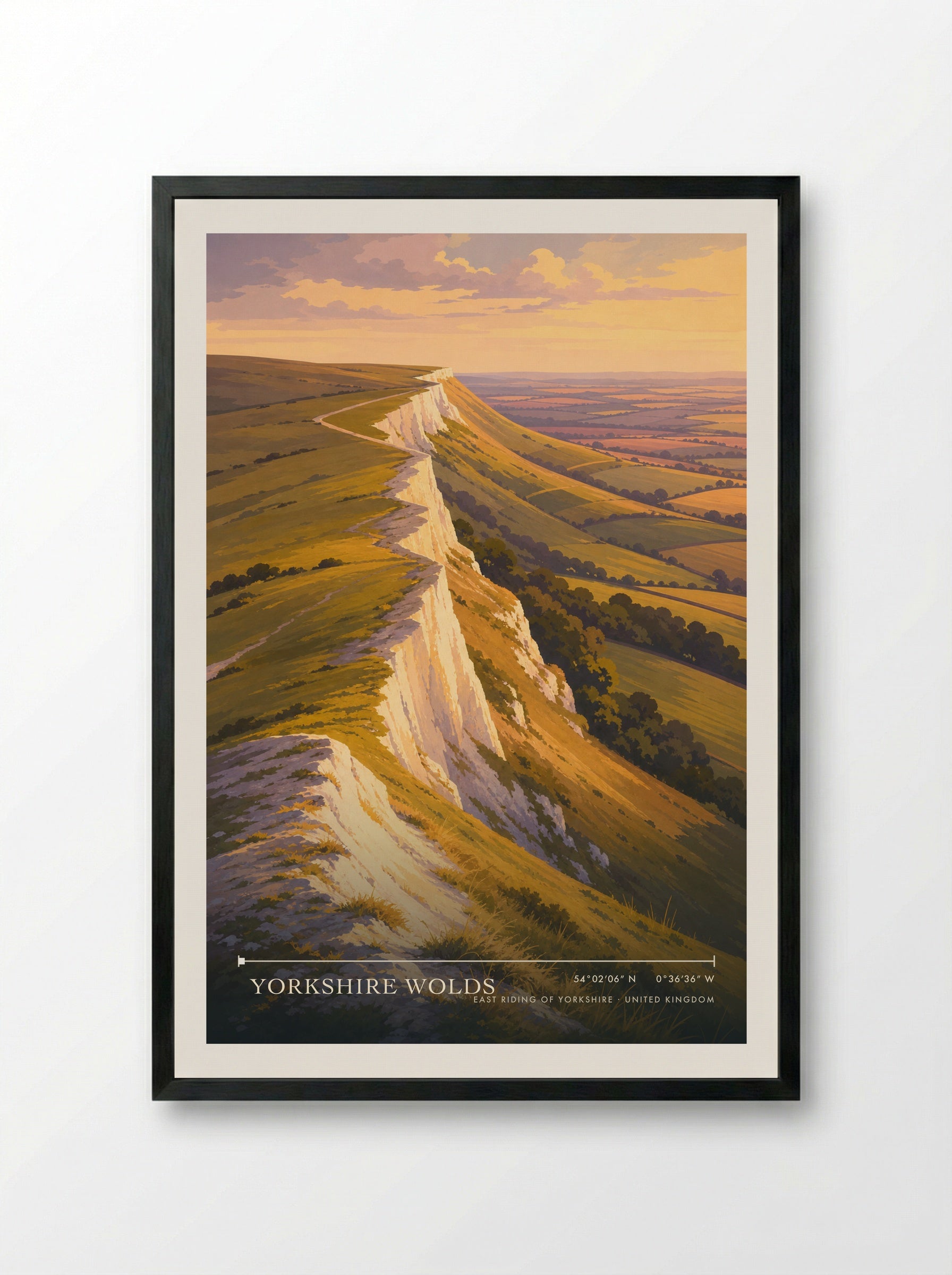 Yorkshire Wolds East Riding of Yorkshire United Kingdom Travel Poster - Framed Print Black
