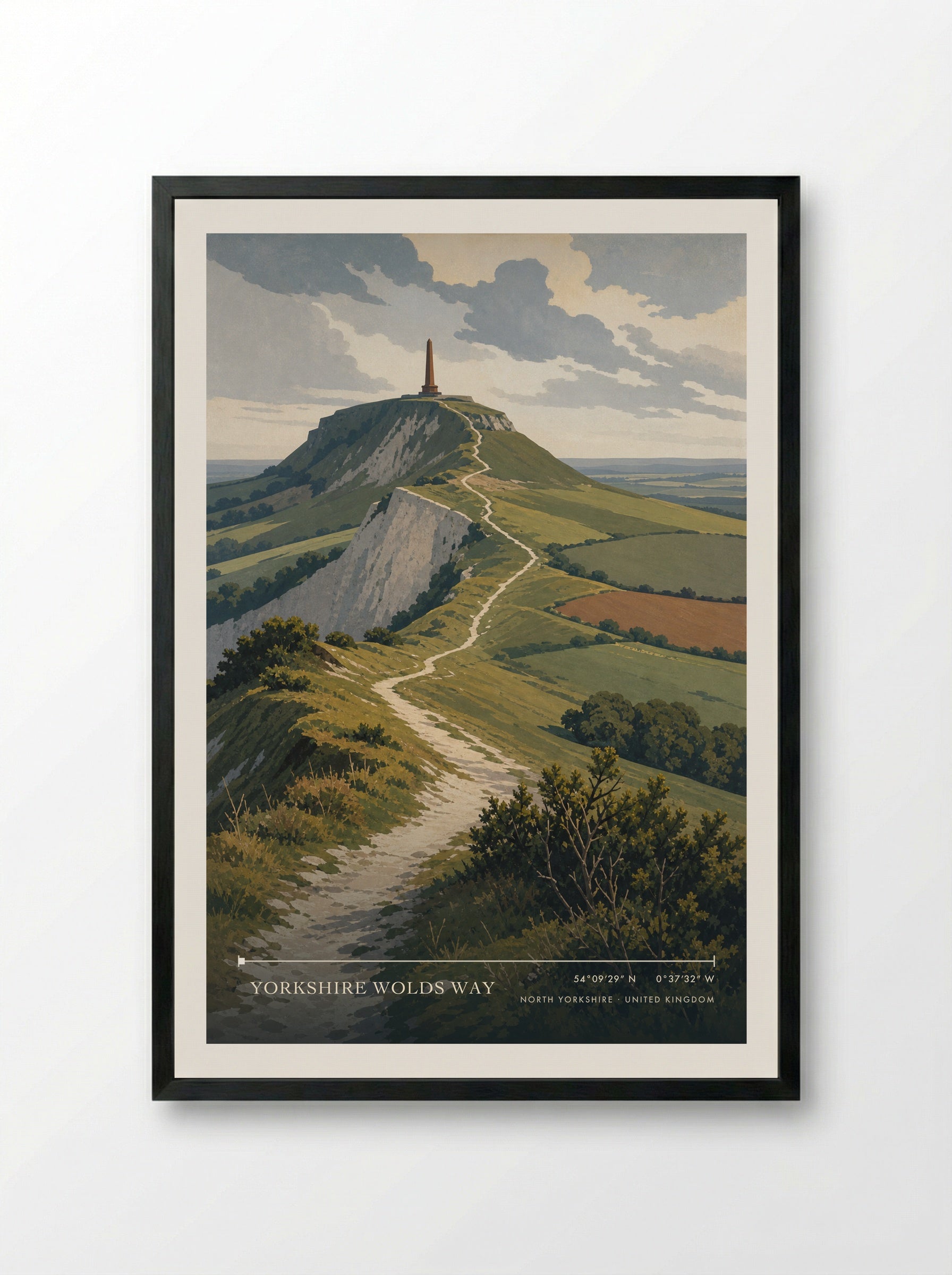Yorkshire Wolds Way North Yorkshire United Kingdom Travel Poster - Framed Print Black