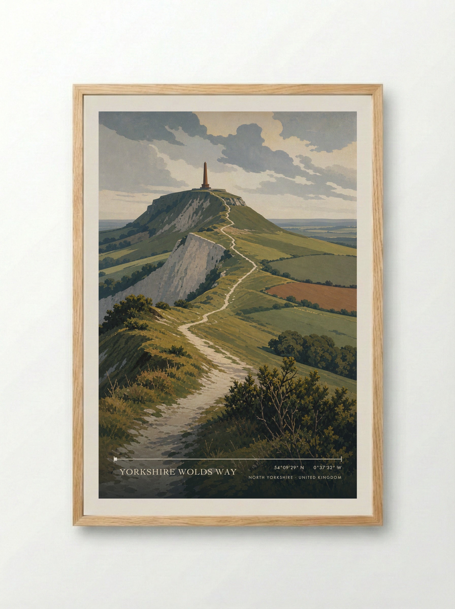 Yorkshire Wolds Way North Yorkshire United Kingdom Travel Poster - Framed Print Wood