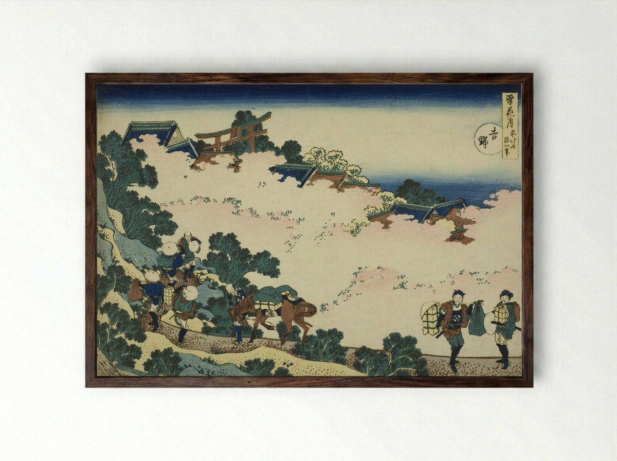 Yoshino, from the series Snow, Moon and Flowers - Katsushika Hokusai - Framed Print Dark Wood
