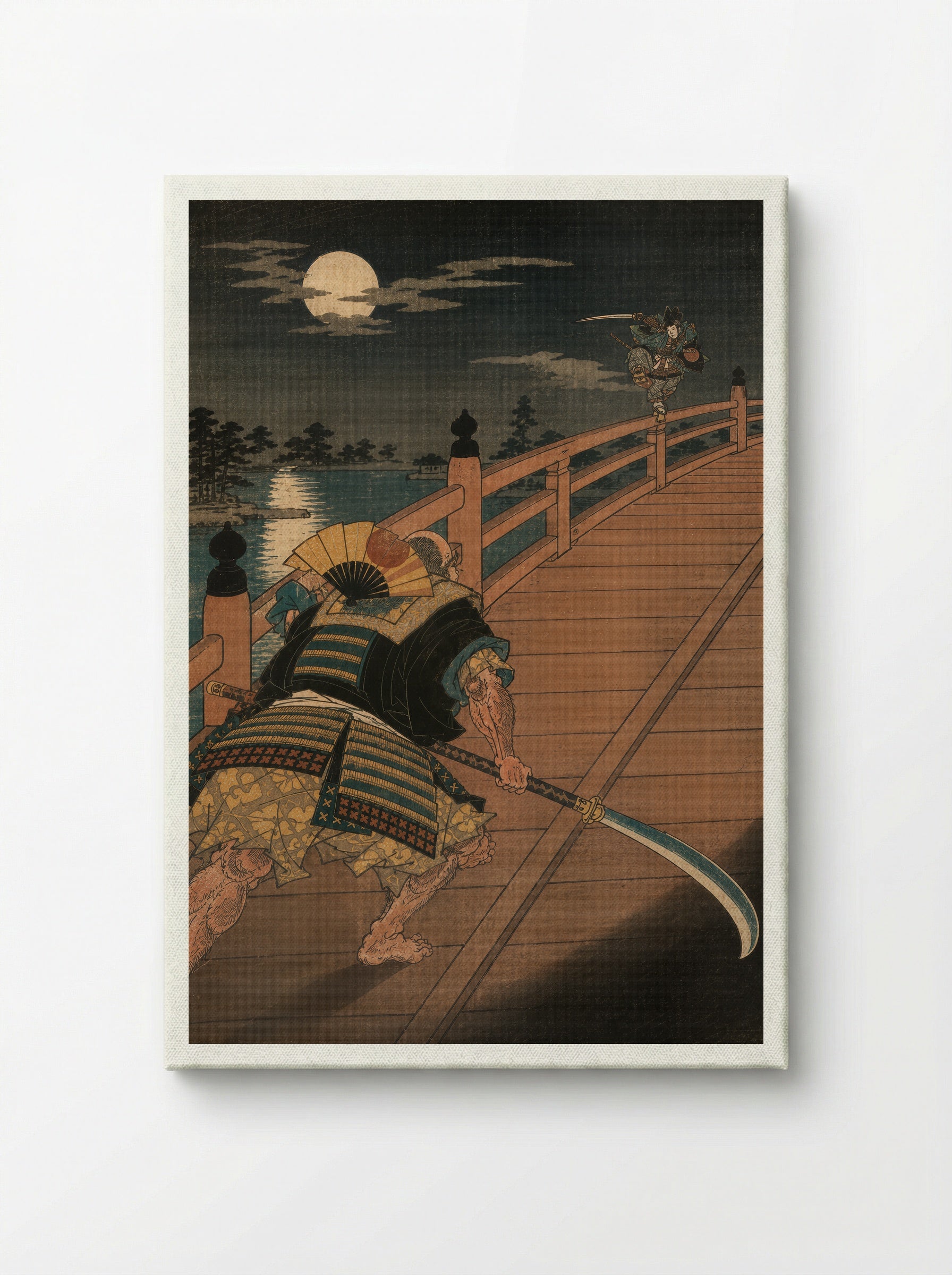 Yoshitsune and Benkei on Gojo Bridge: The Bridge Encounter - Canvas