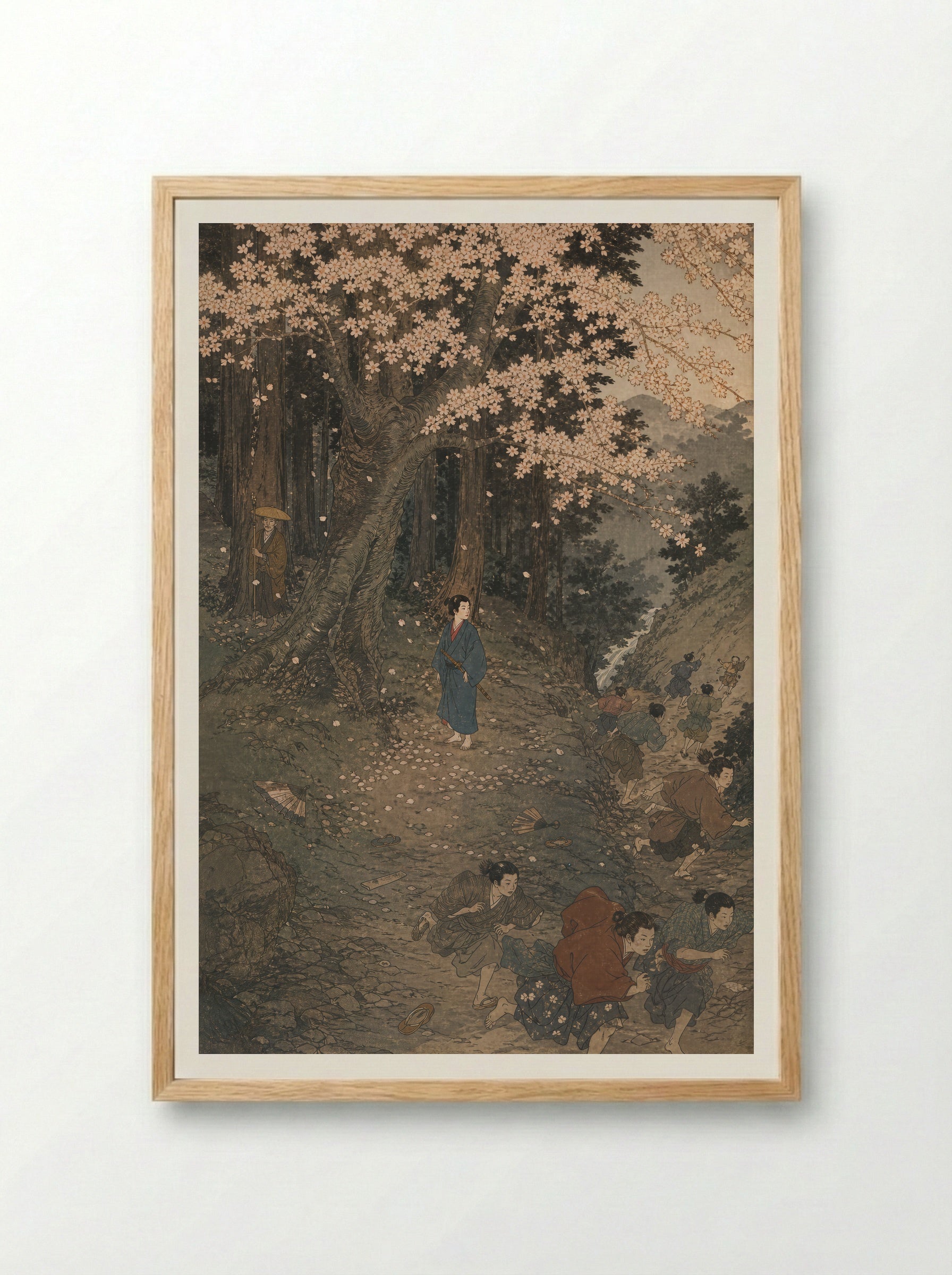 Yoshitsune and the Tengu of Kurama: The Child Who Stays - Framed Print Wood