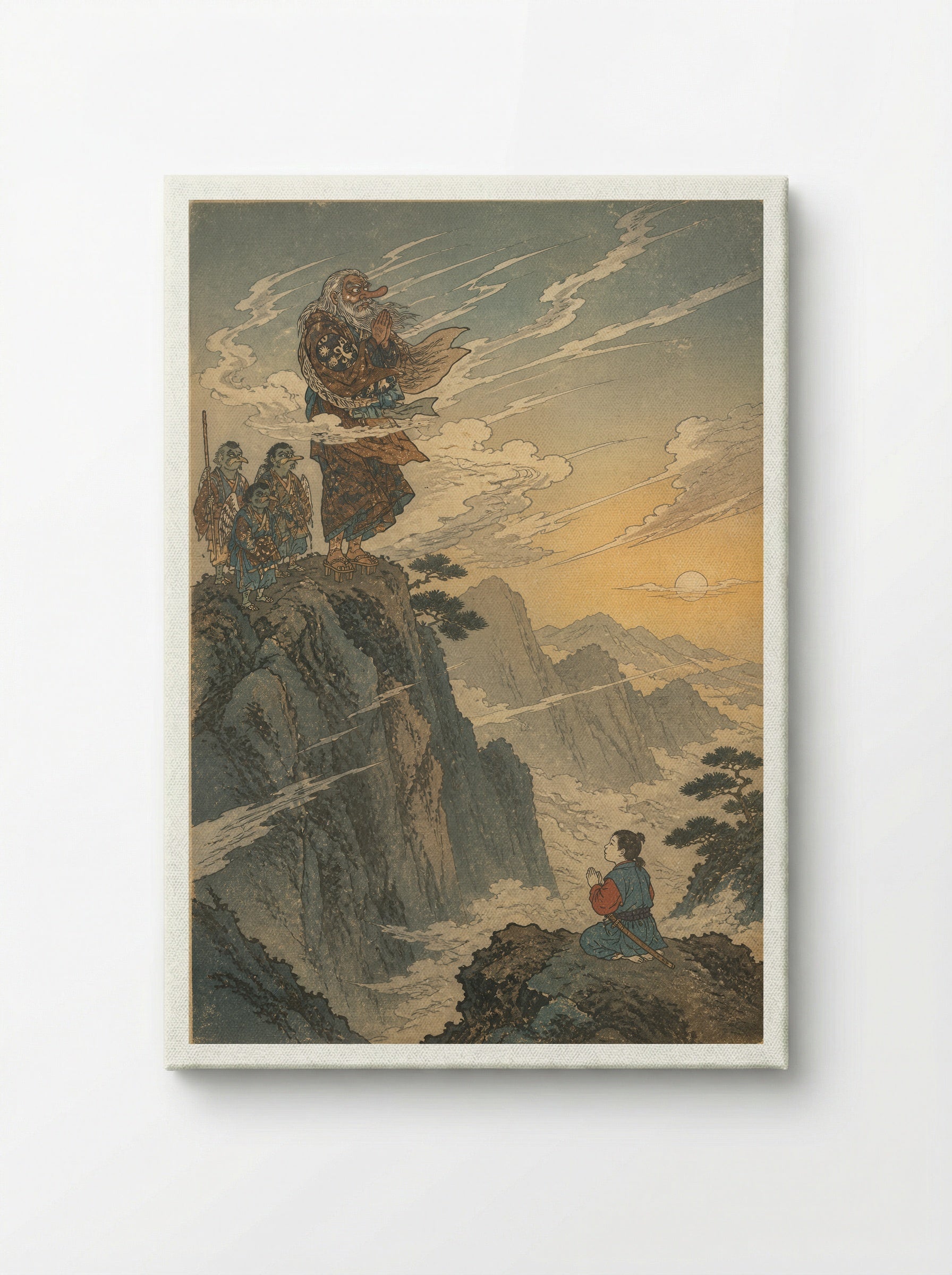 Yoshitsune and the Tengu of Kurama: The Mountain Farewell - Canvas