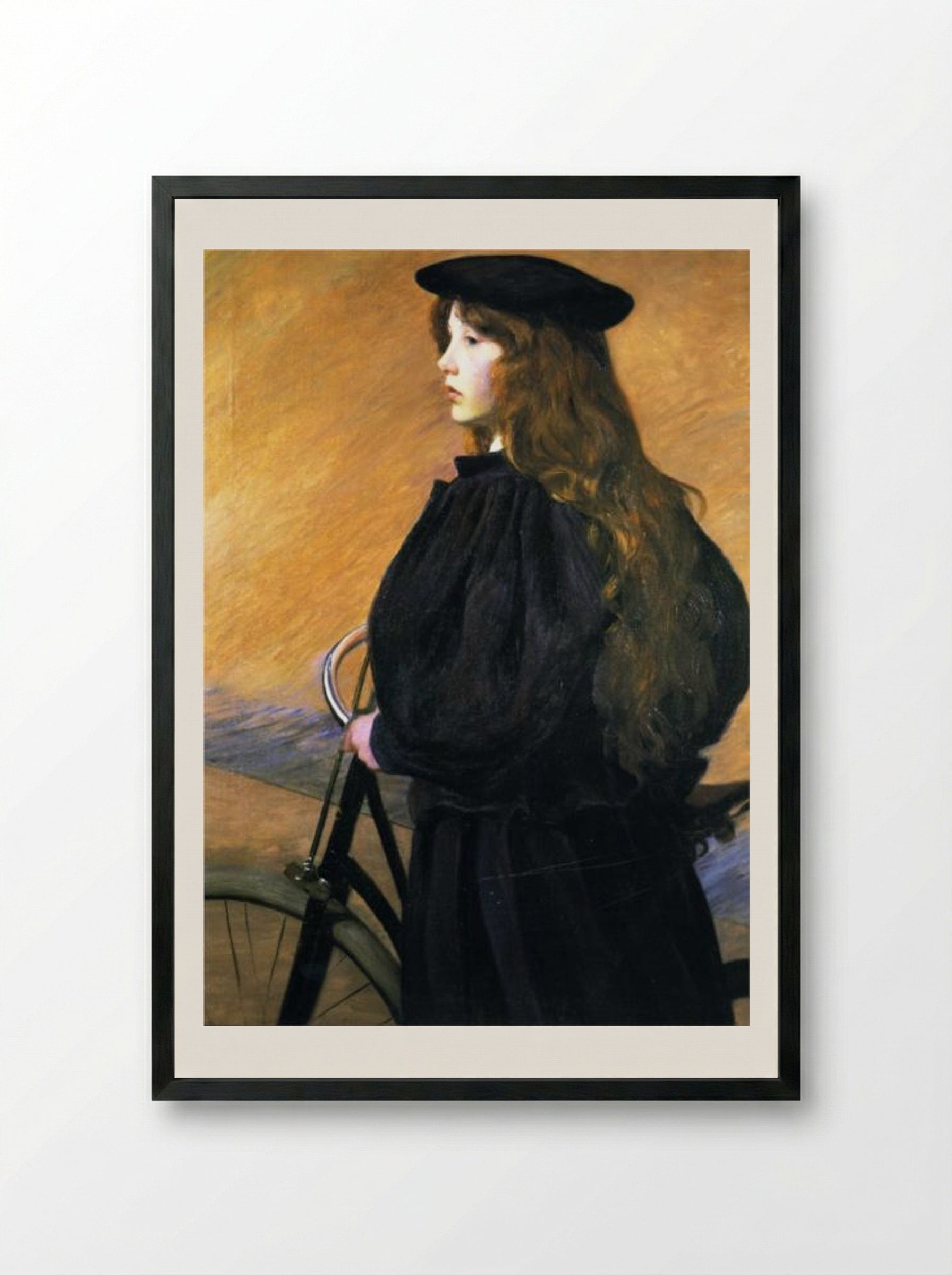 Young Bicyclist - Lilla Cabot Perry - Framed Print Black