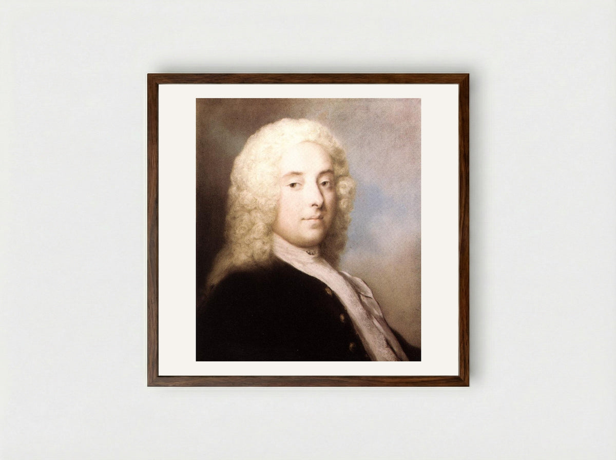 Young Cavalier - Rosalba Carriera - Framed Print Dark Wood