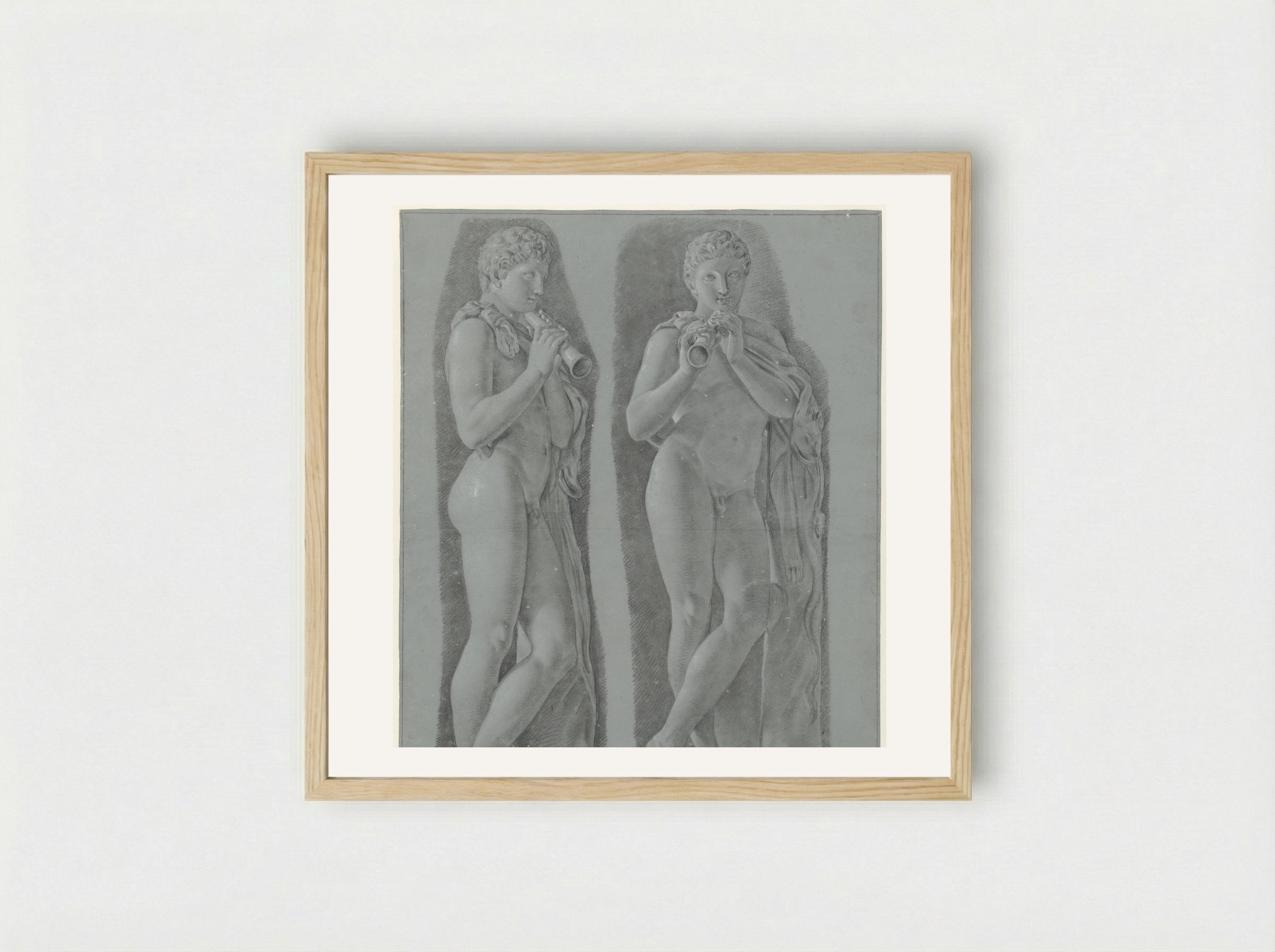 Young Fauns in the Capitoline Museum - Jean Grandjean - Framed Print Wood