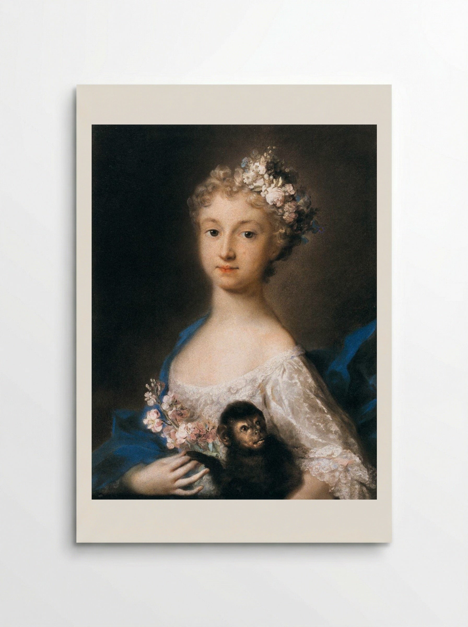 Young Girl Holding a Monkey - Rosalba Carriera - Poster