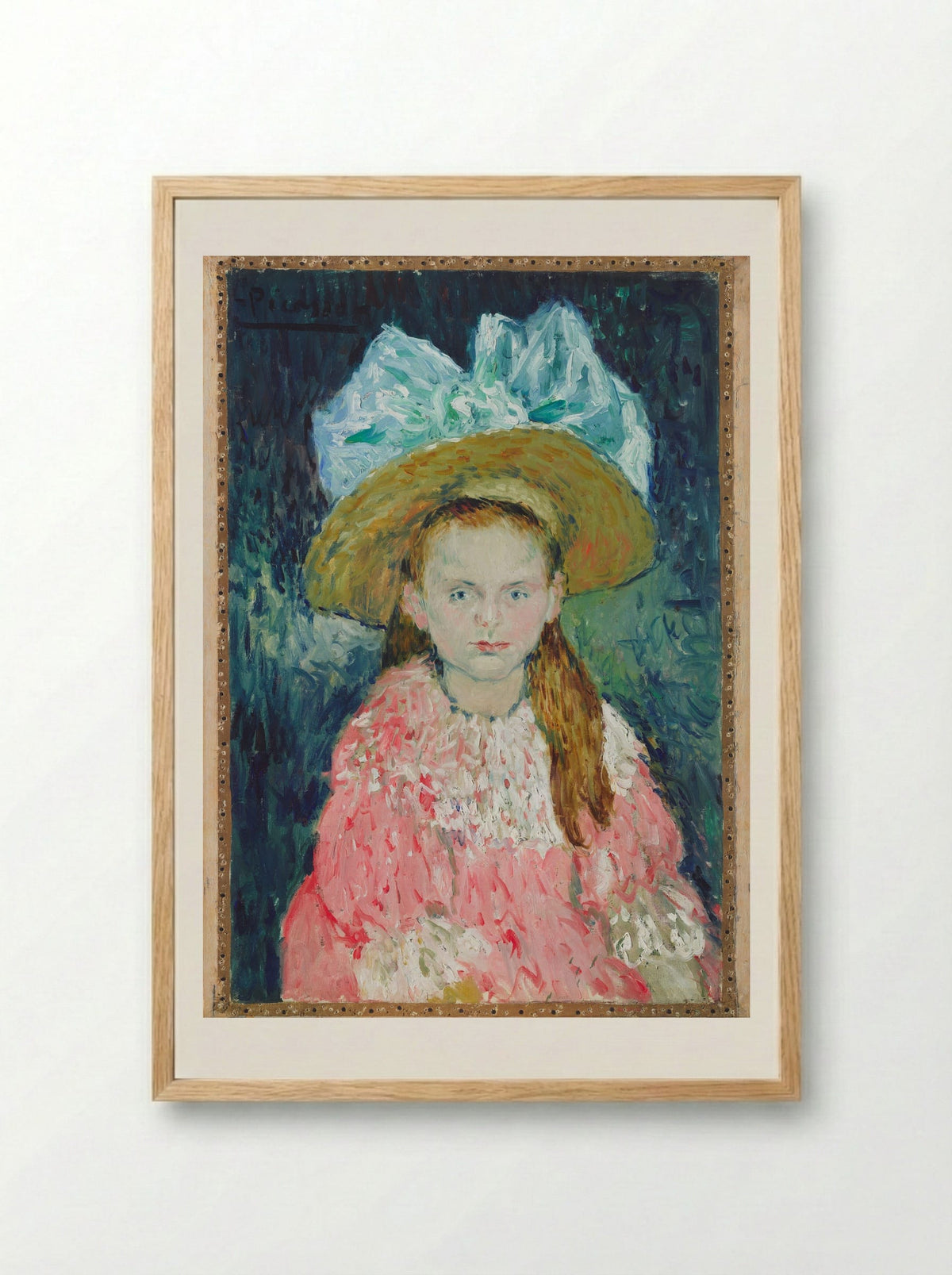 Young Girl Wearing a Large Hat - Pablo Picasso - Framed Print Wood