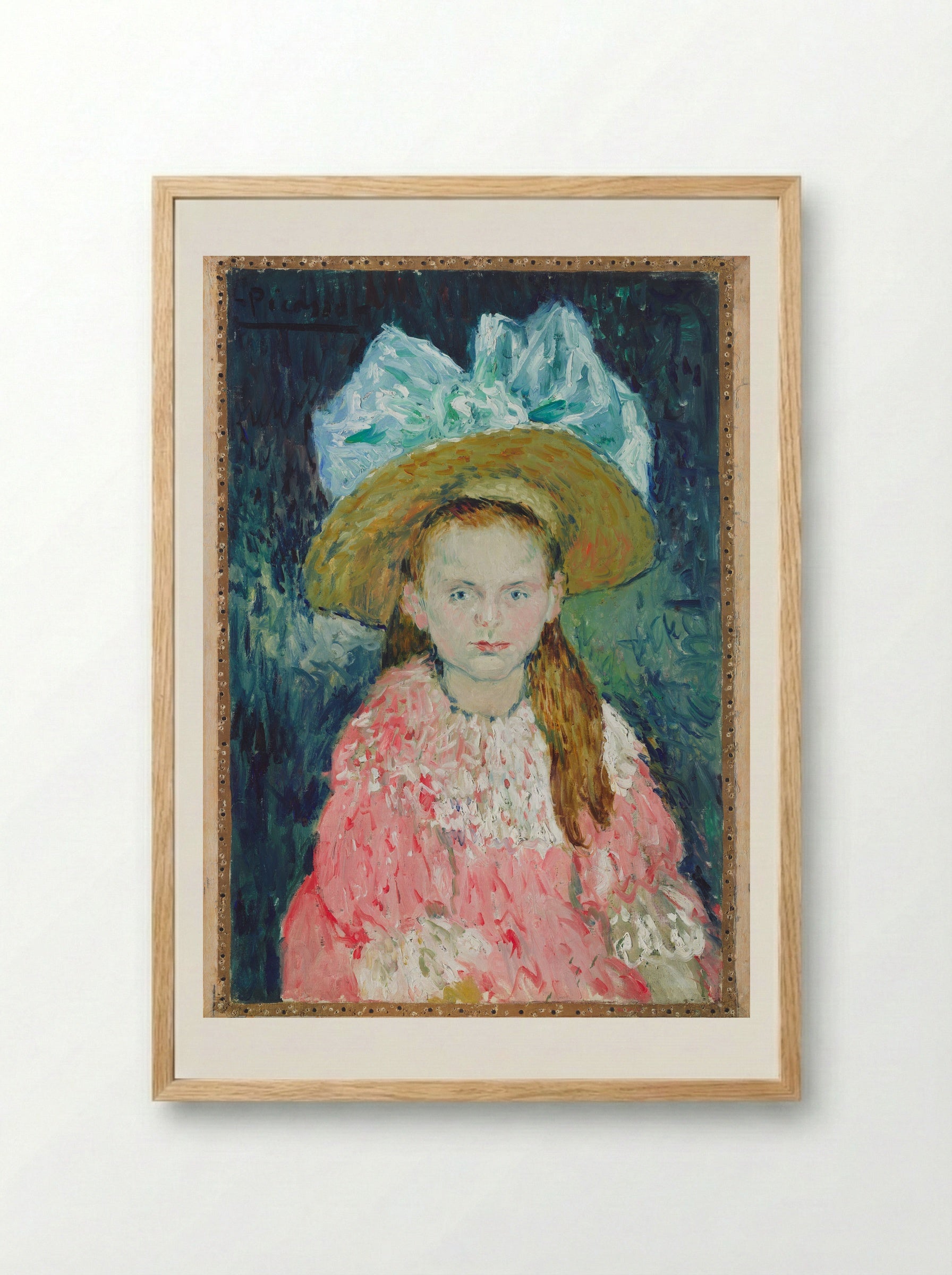 Young Girl Wearing a Large Hat - Pablo Picasso - Framed Print Wood