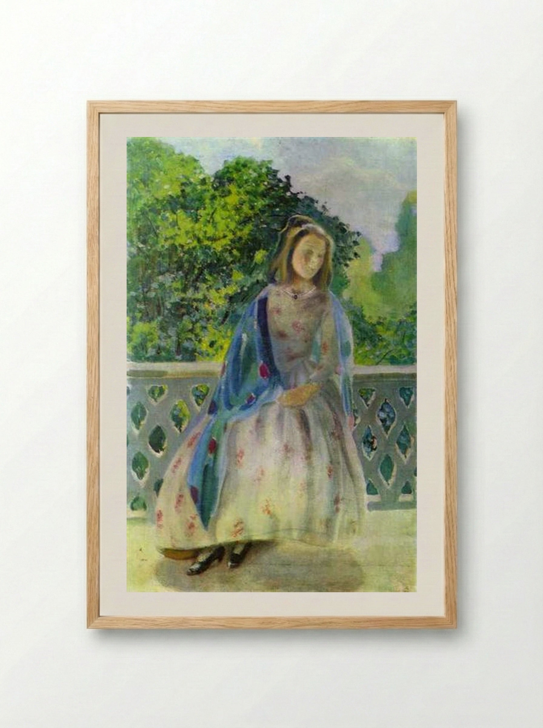 Young Girl on the Balcony - Victor Borisov-Musatov - Framed Print Wood