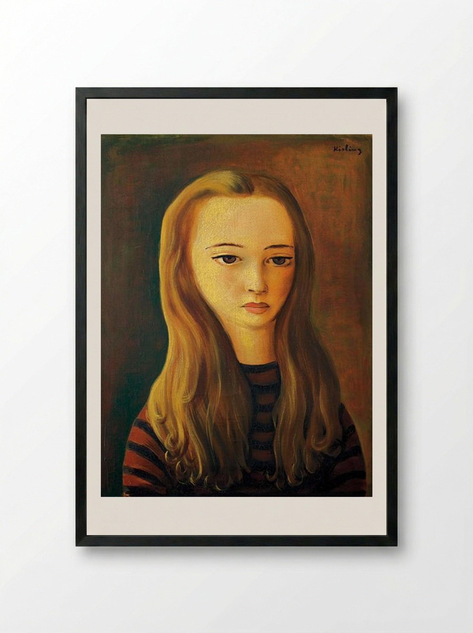 Young Girl with Long Hair - Moïse Kisling - Framed Print Black