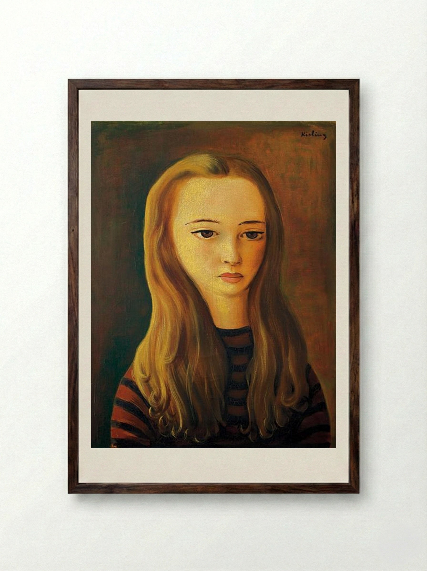 Young Girl with Long Hair - Moïse Kisling - Framed Print Dark Wood