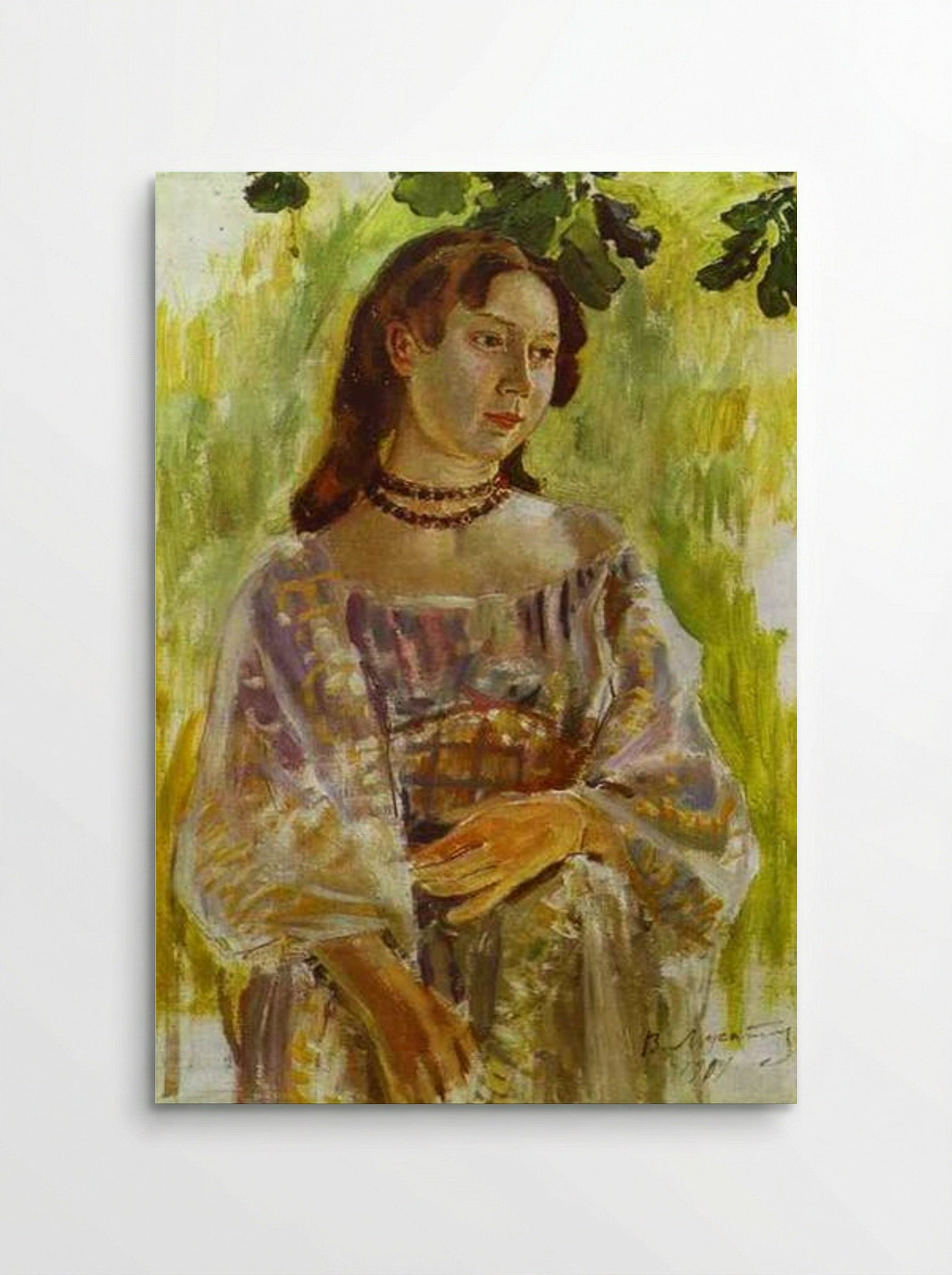 Young Girl with a Necklace - Victor Borisov-Musatov - Poster